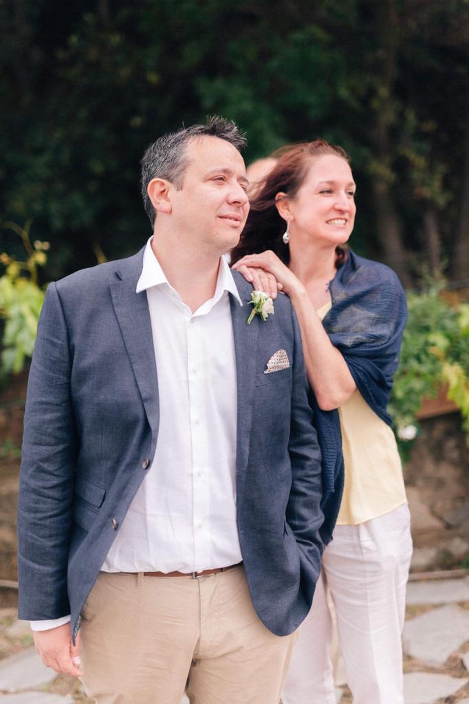 Andrew Baldwin on his wedding day with his best man Sarm