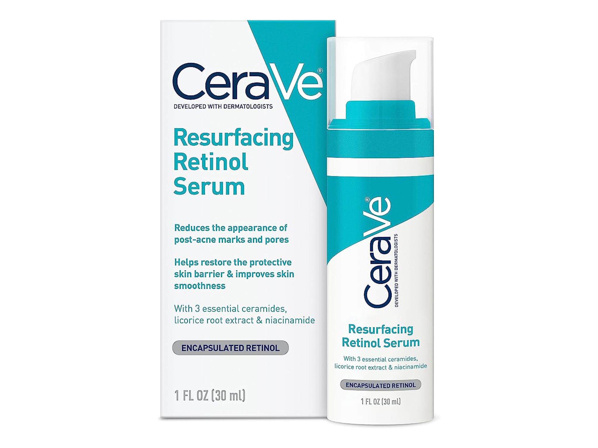 Best cerave products CeraVe Resurfacing Retinol Serum with Ceramides and Niacinamide for Blemish-Prone Skin indybest