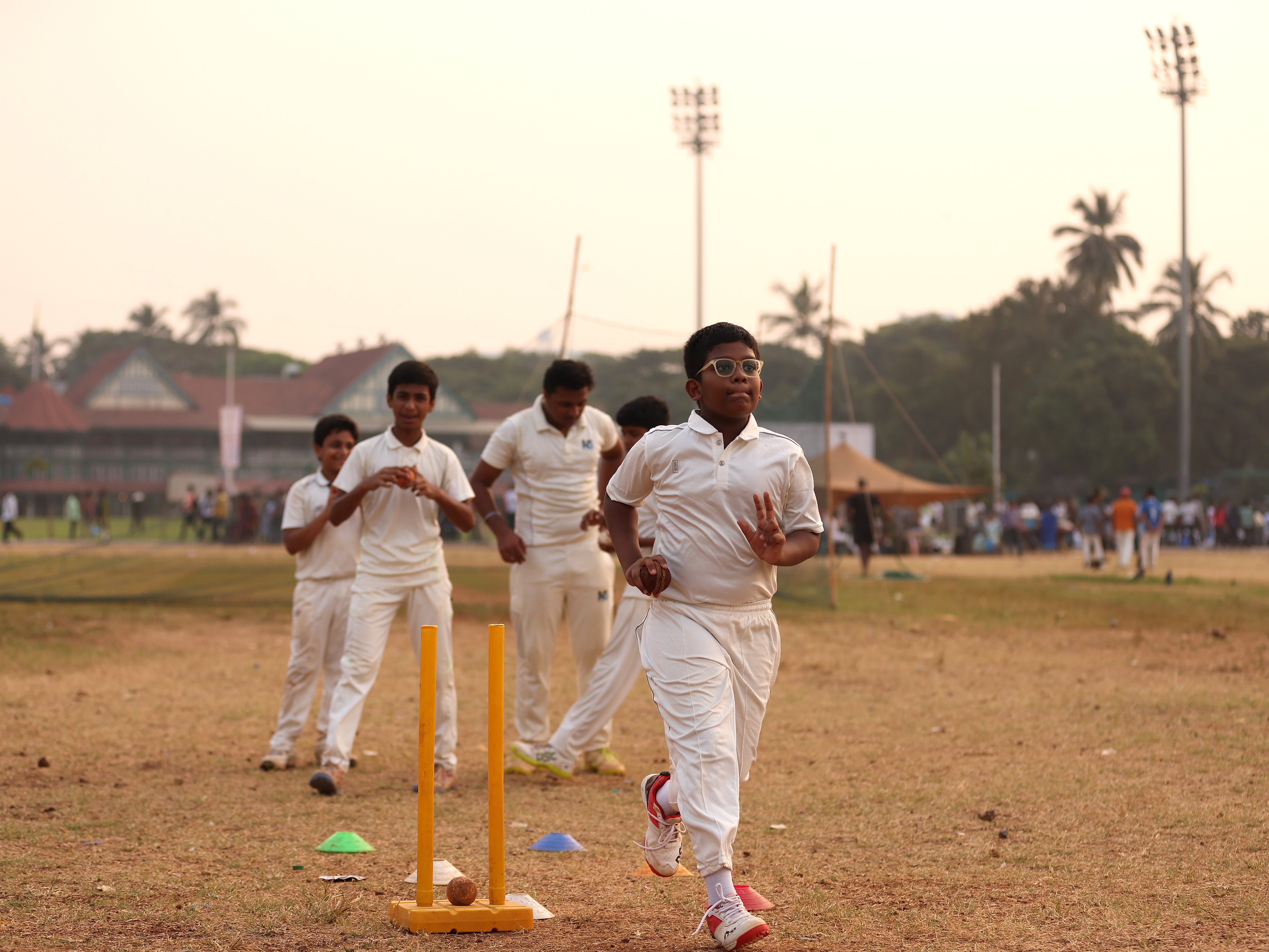 Hallowed ground: young players take part in a training match held at Azad Maidan