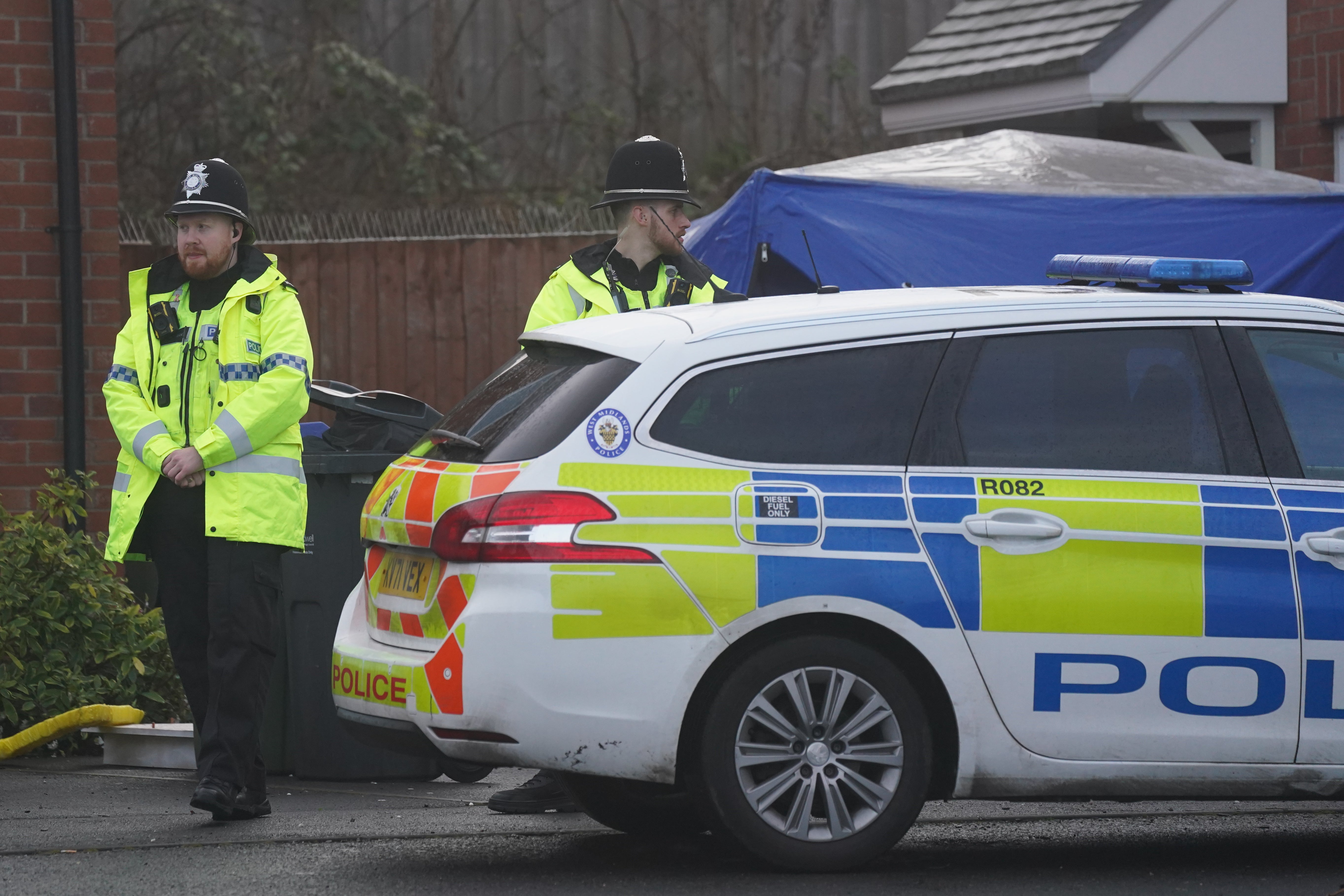 The scene in Robin Close, Rowley Regis, in Sandwell, after a 10-year-old girl was discovered dead