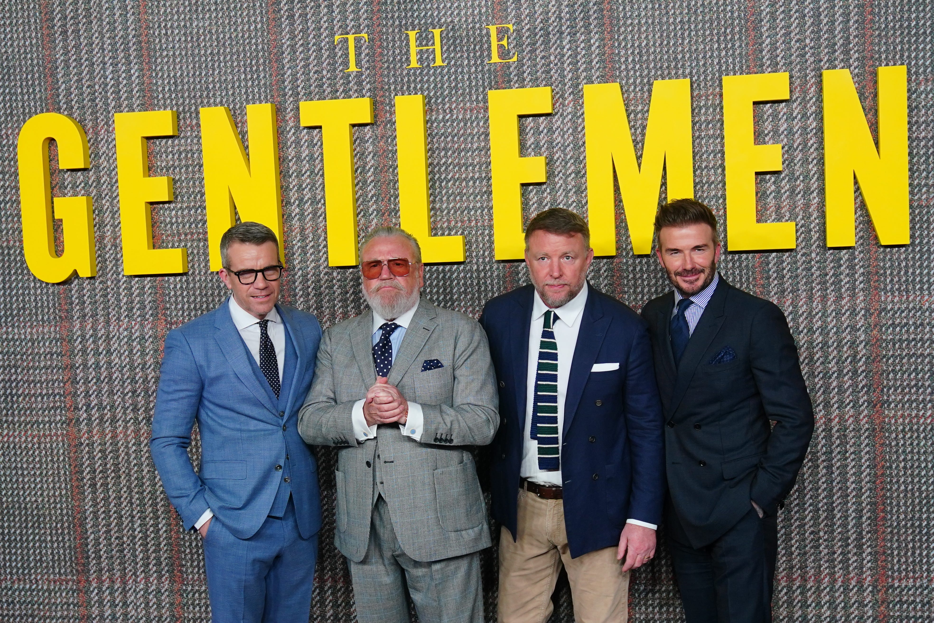 Max Beesley, Ray Winstone, Guy Ritchie and David Beckham (Victoria Jones/PA)