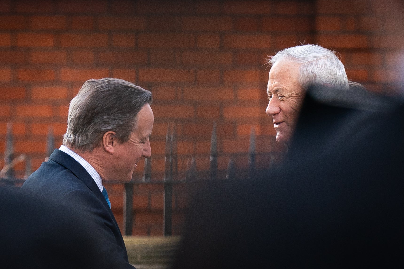 Benny Gantz (right), a retired general and a member of Israel’s war cabinet, arrives at Carlton Gardens in central London to meet foreign secretary David Cameron (left) on 6 March