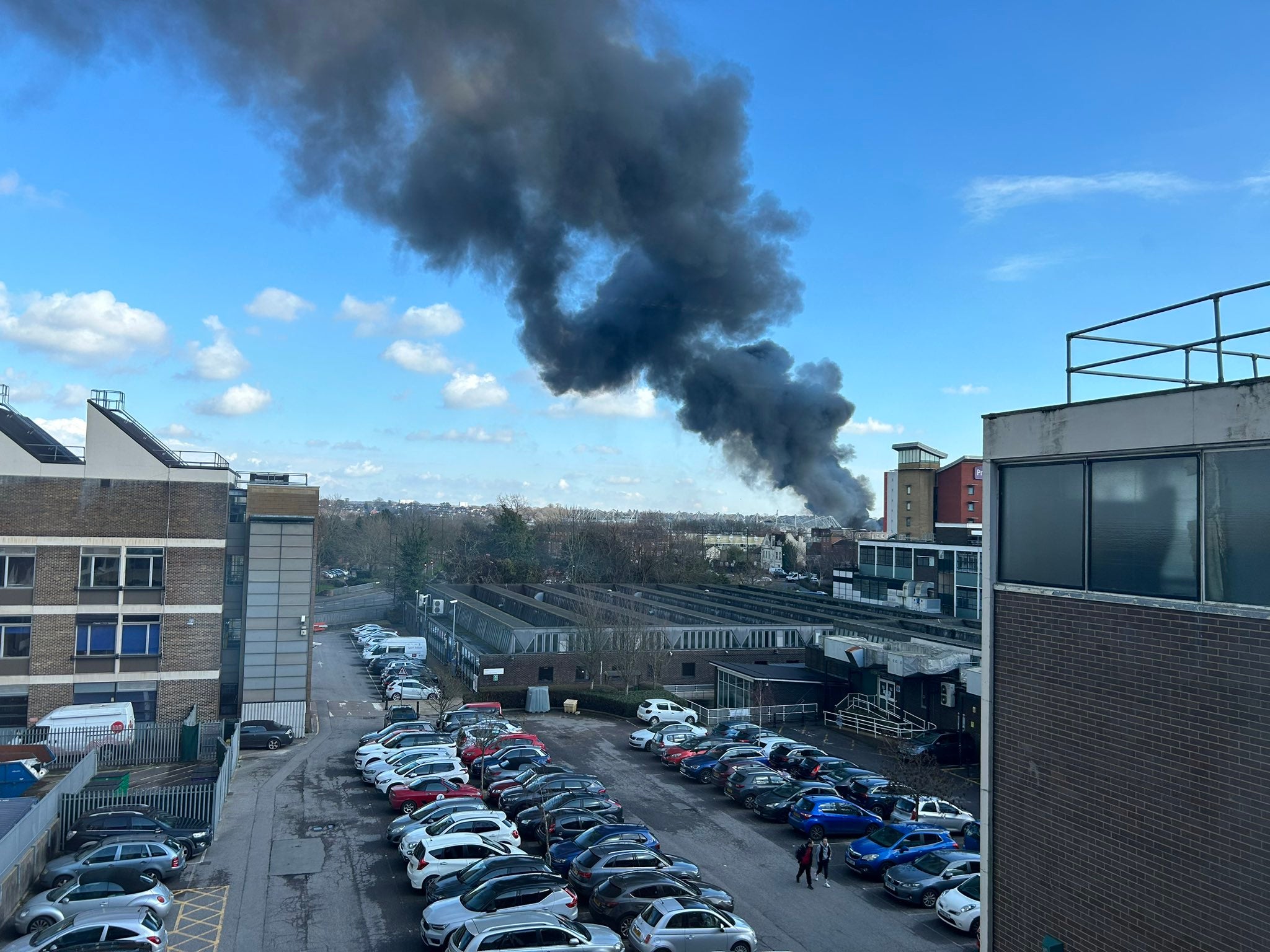 Smoke rises from the scene in Southampton