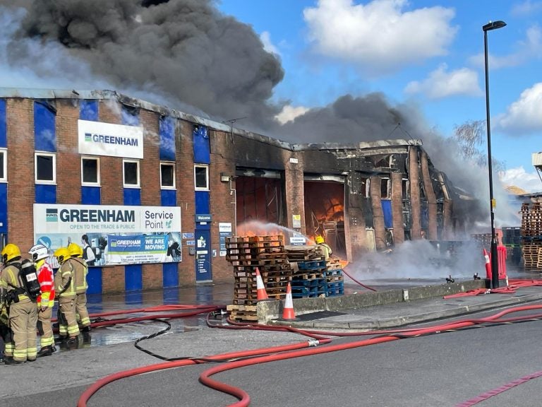 Fire crews tackle the fire near St Mary’s Stadium