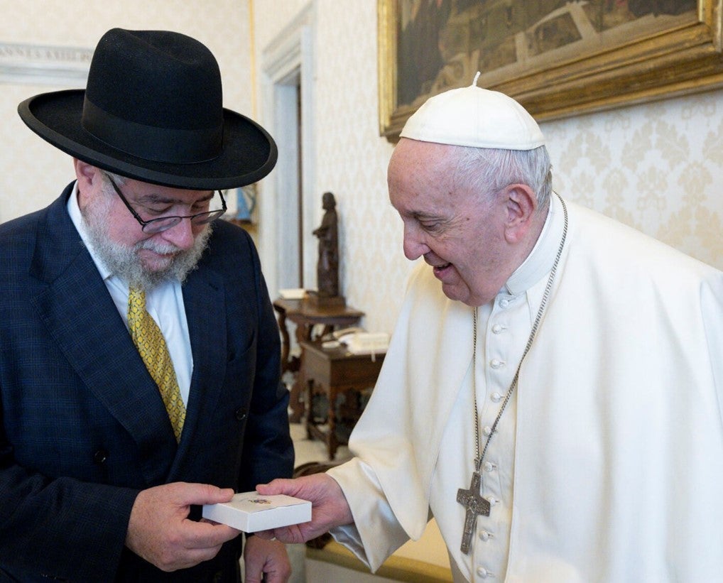 Goldschmidt pictured with the pope, one of the many influential individuals he’s met