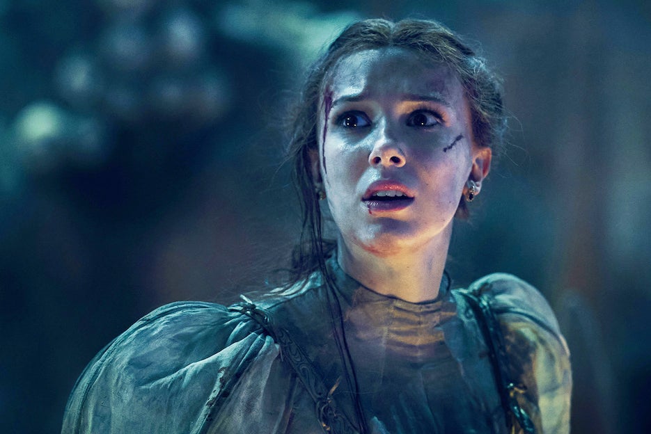 Bedraggled: Millie Bobby Brown in ‘Damsel’