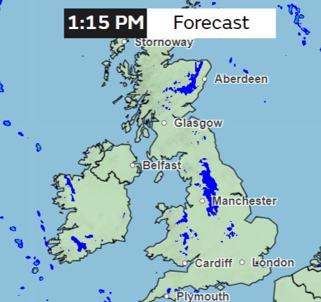 Rainfall forecast for Thursday shows some parts of UK could see light rainfall