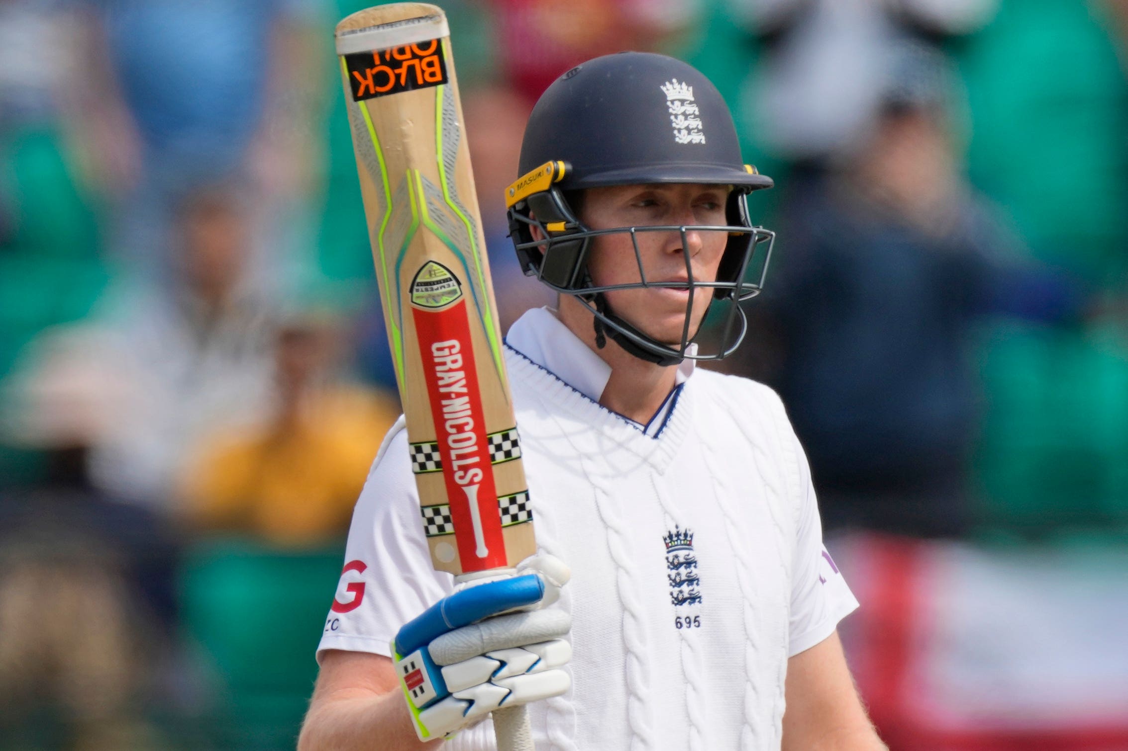 Zak Crawley’s fifty helped England reach 100 for two at lunch on day one against India (Ashwini Bhatia/AP)