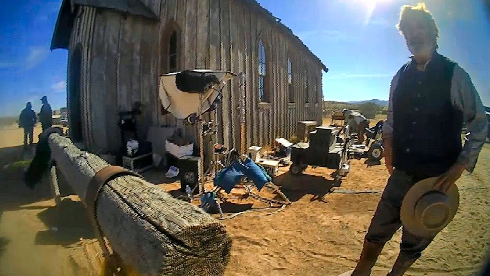 Alec Baldwin during a rehearsal on the set of the Western movie