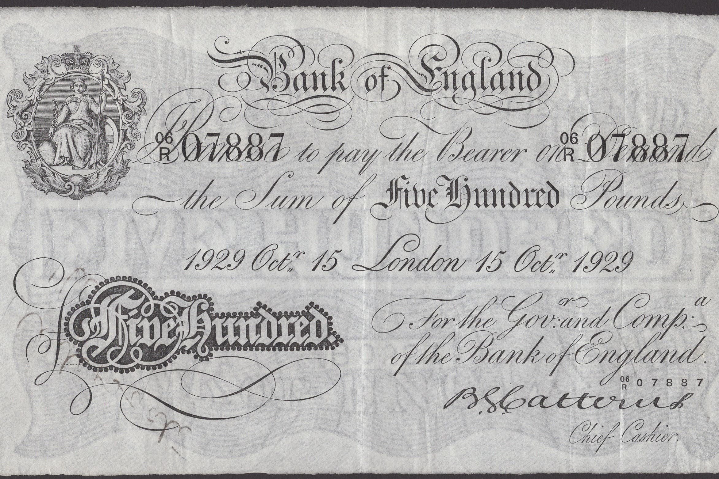 The rare £500 note is estimated to fetch up to £24,000 at auction (Noonans/PA)