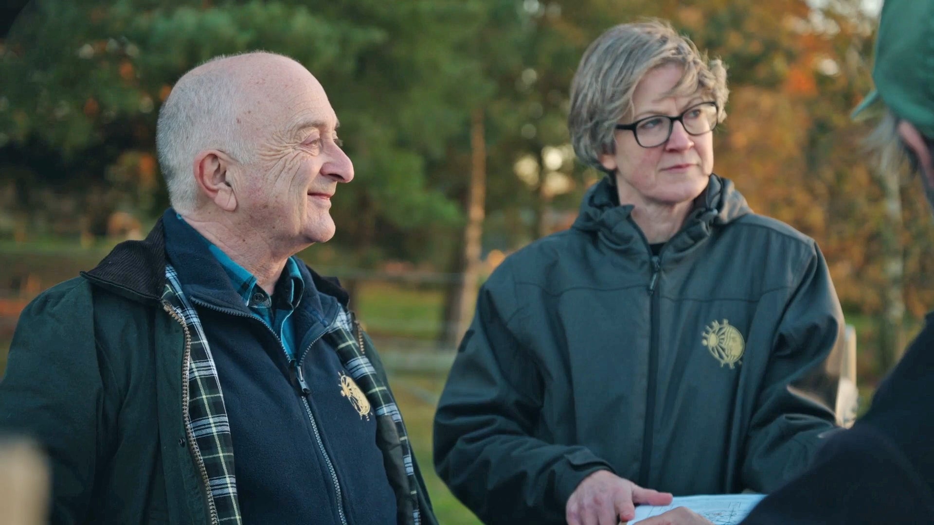 Tony Robinson and Dr Helen Geake at Sutton Hoo in Suffolk