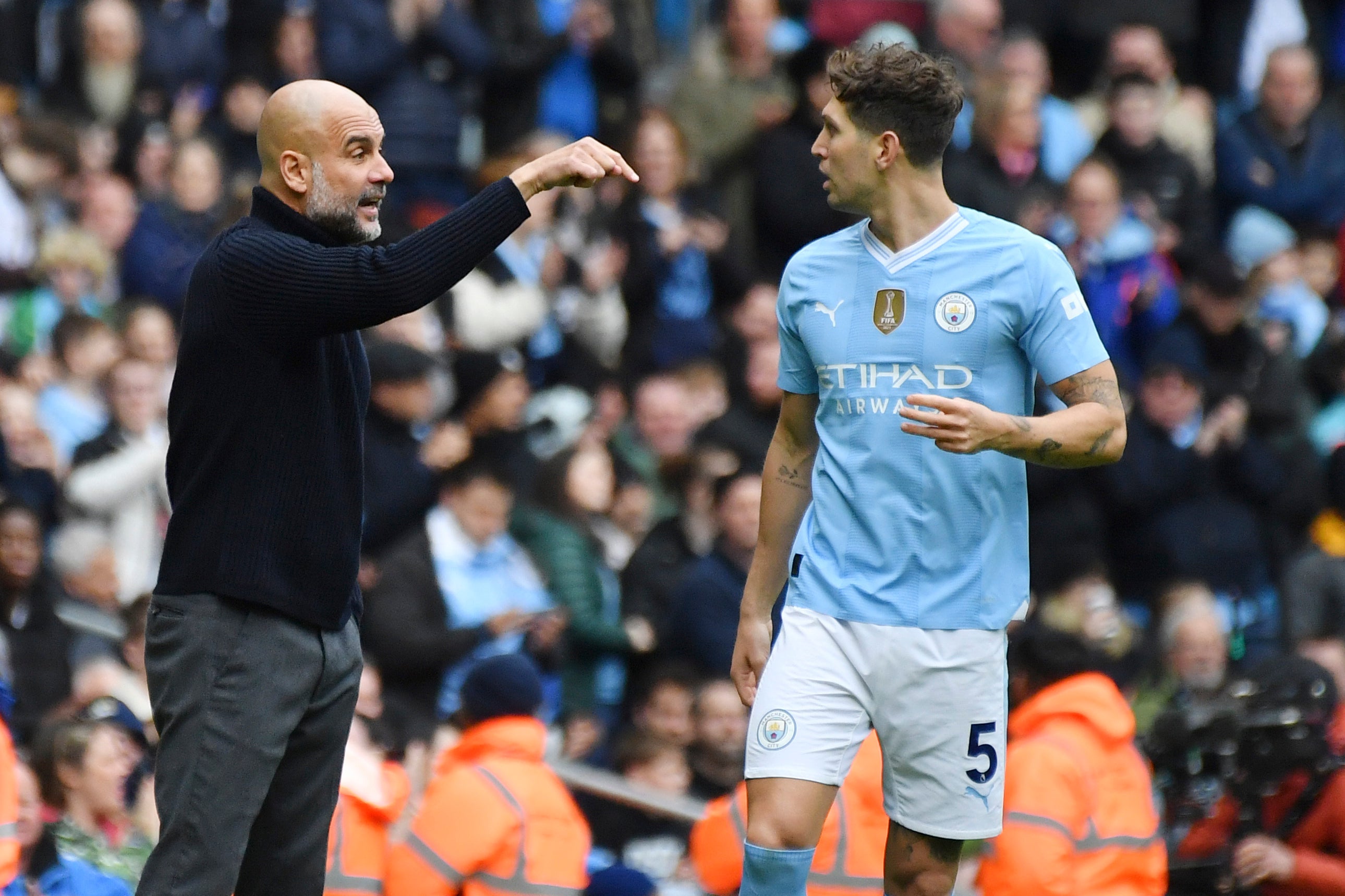 Guardiola dishes out instructions from the touchline