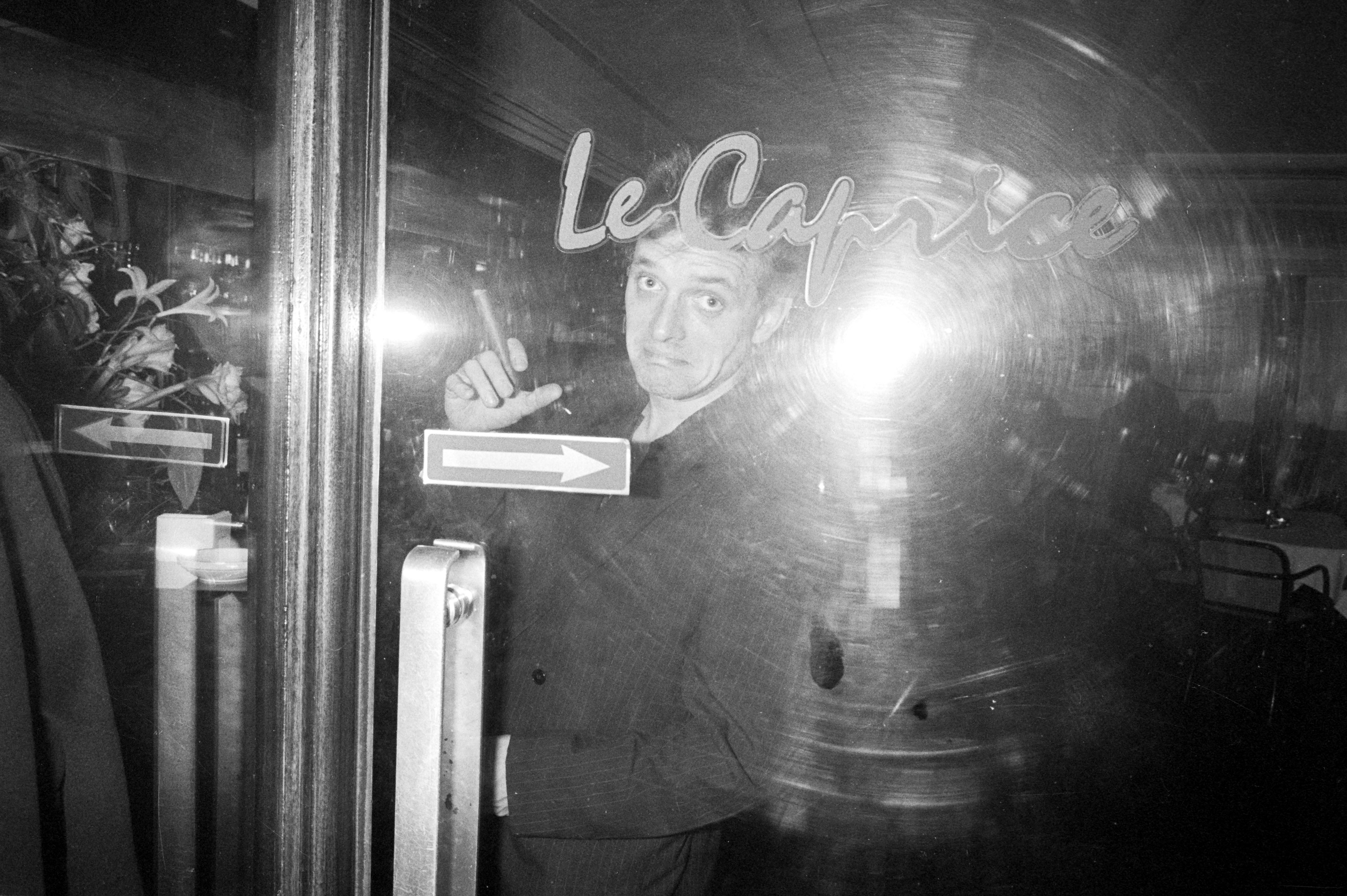 Rik Mayall outside the restaurant in the early 1980s