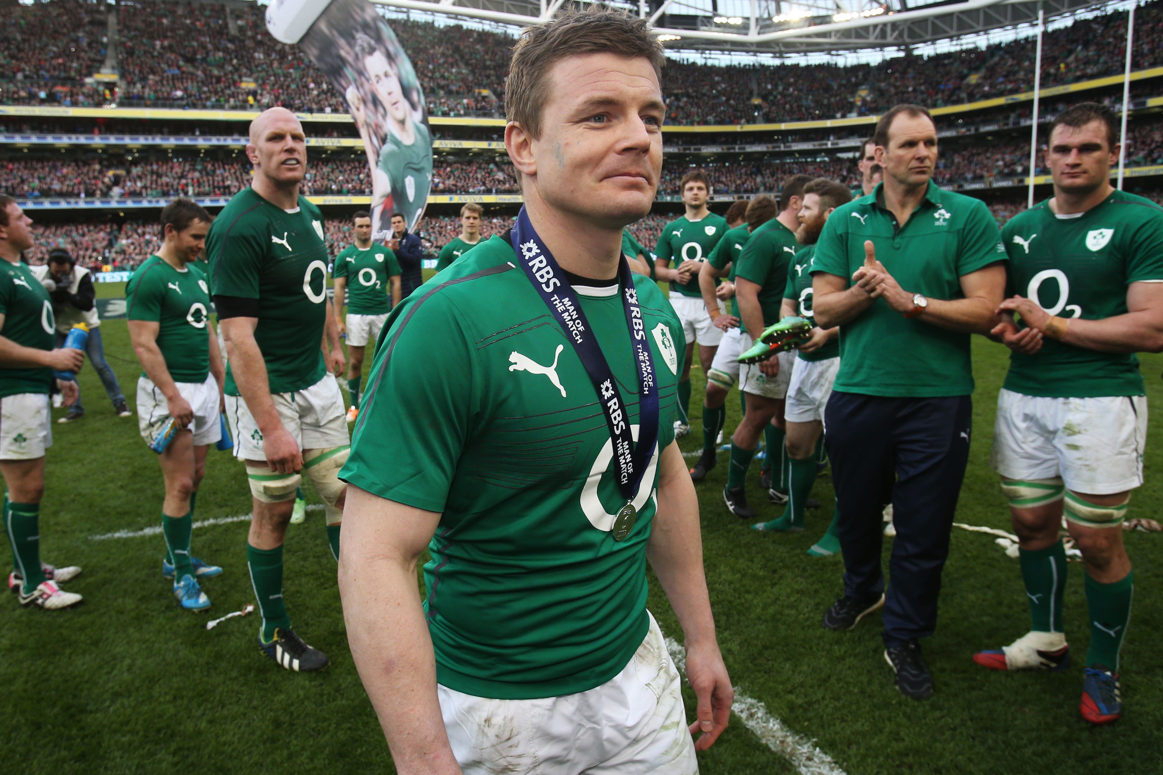 Ireland’s Brian O’Driscoll leaves the pitch after his final home international (Brian Lawless/PA)