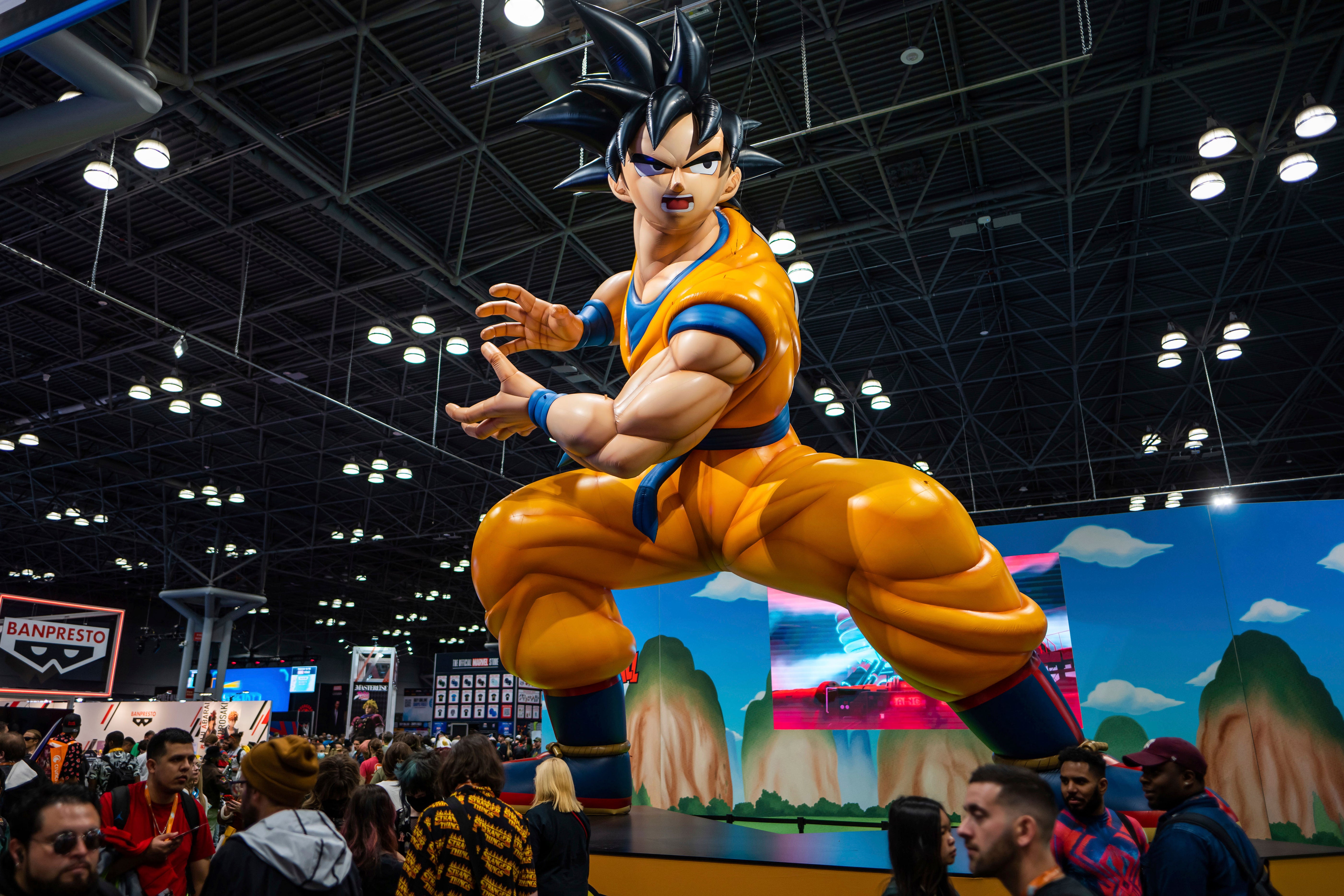 Dragon Ball Z booth is seen during New York Comic Con at the Jacob K. Javits Convention Center