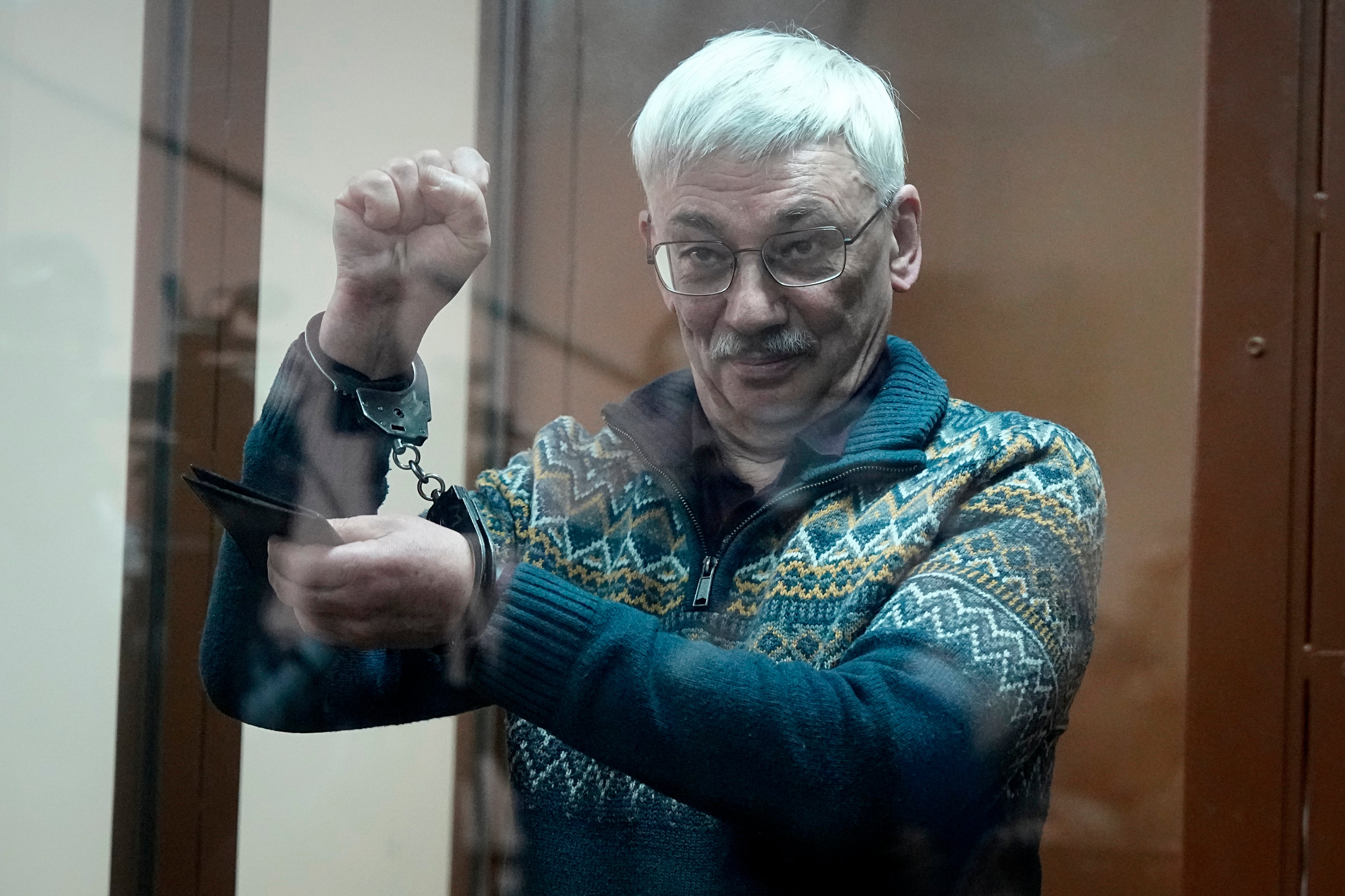 Oleg Orlov during his trial in February