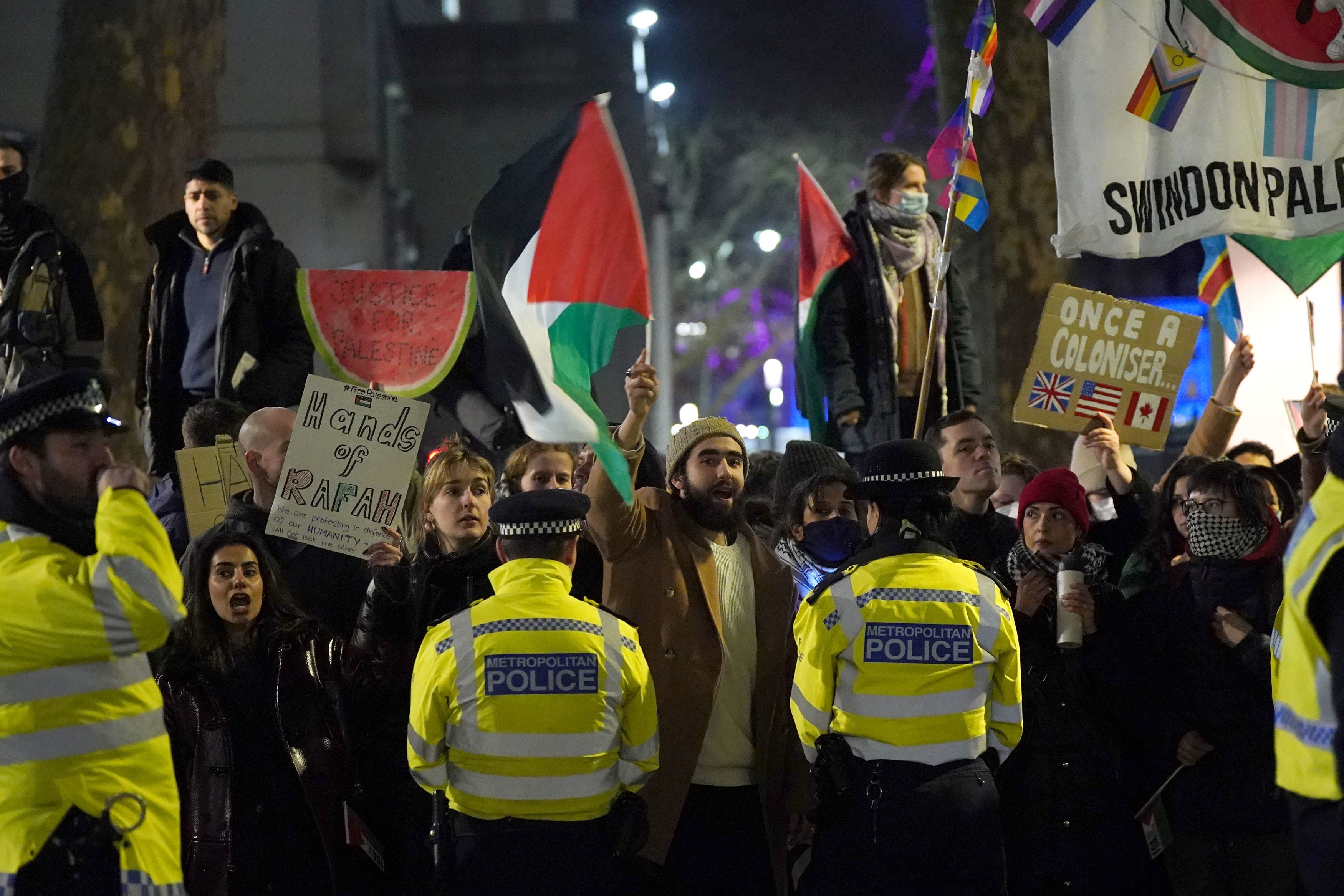 Police at a pro-Palestine protest in Whitehall, central London, last month