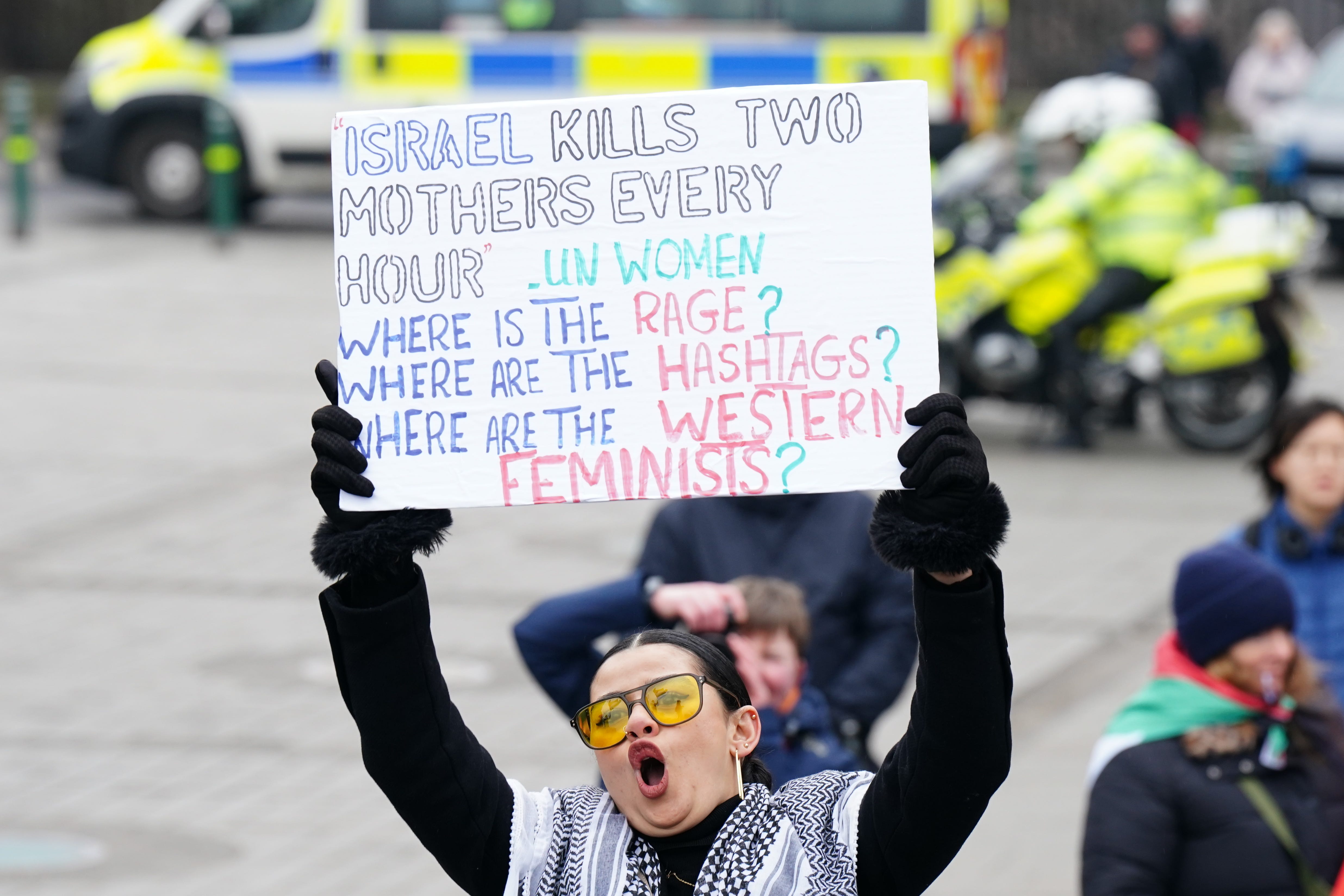 Protesters during a pro-Palestine rally in Edinburgh organised by the Scottish Palestine Solidarity Campaign, calling for a ceasefire in the conflict between Israel and Hamas (Jane Barlow/PA)