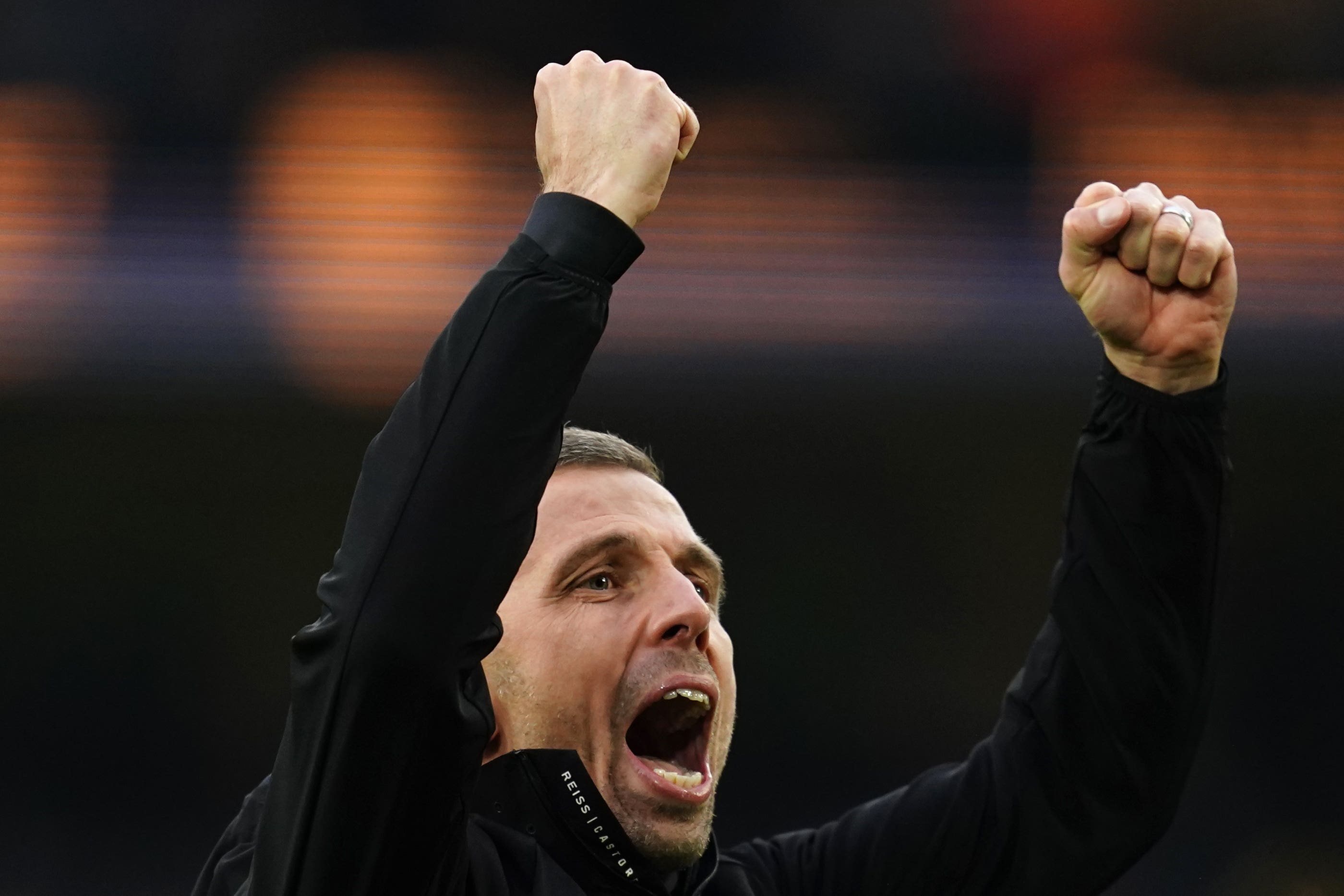 Gary O’Neil celebrates Wolves’ victory over Fulham (Nick Potts/PA)