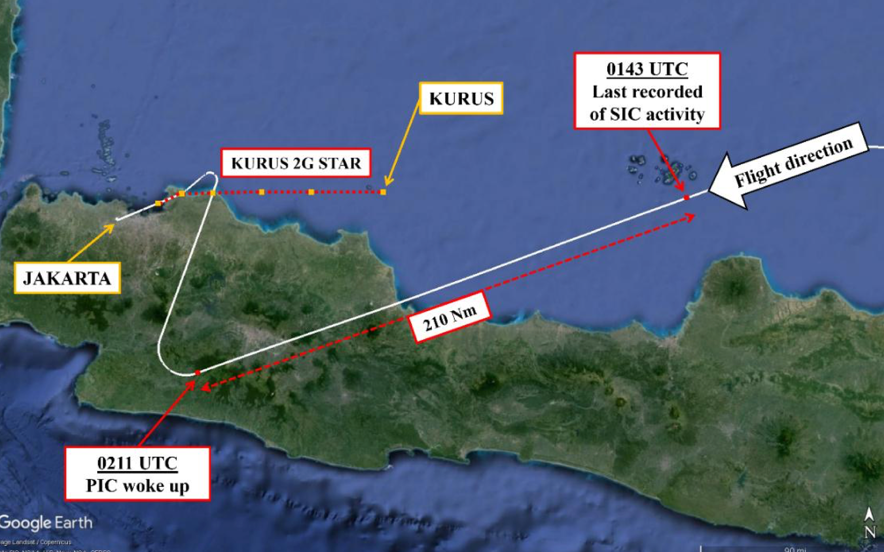 The investigation report shows the points at which the pilots are believed to have been asleep