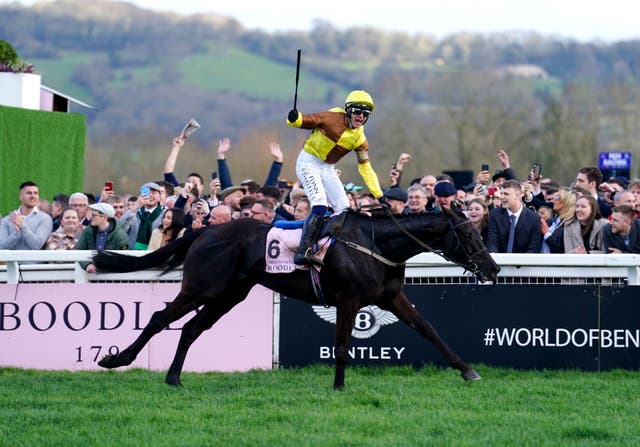 <p>Jockey Paul Townend and Galopin des Champs win the 2023 Cheltenham Gold Cup</p>