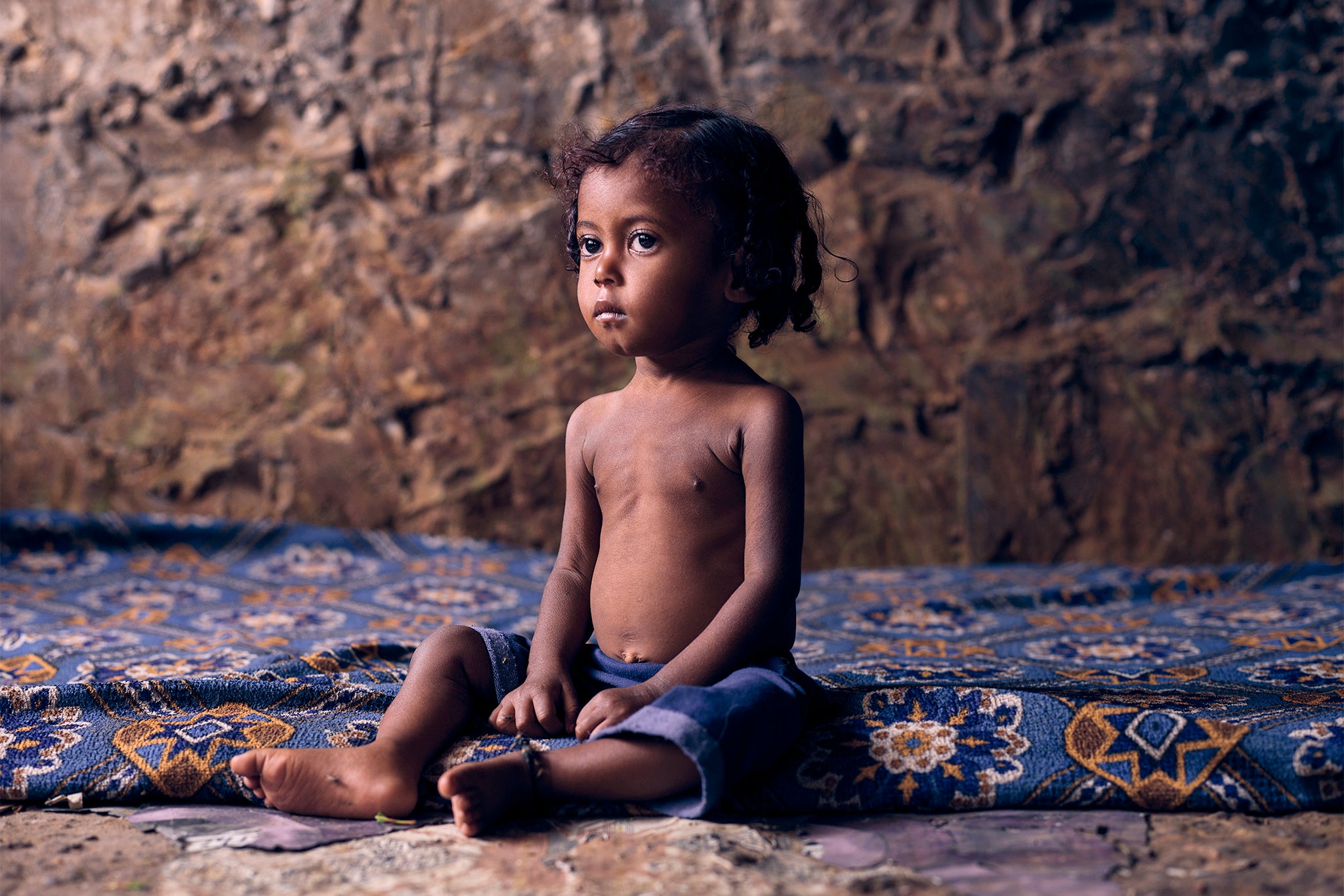 Riam aged 18 months old, has just returned from the malnutrition centre at Al-Sadaqa hospital in Aden, which is a lifeline to families displaced by the conflict in Yemen