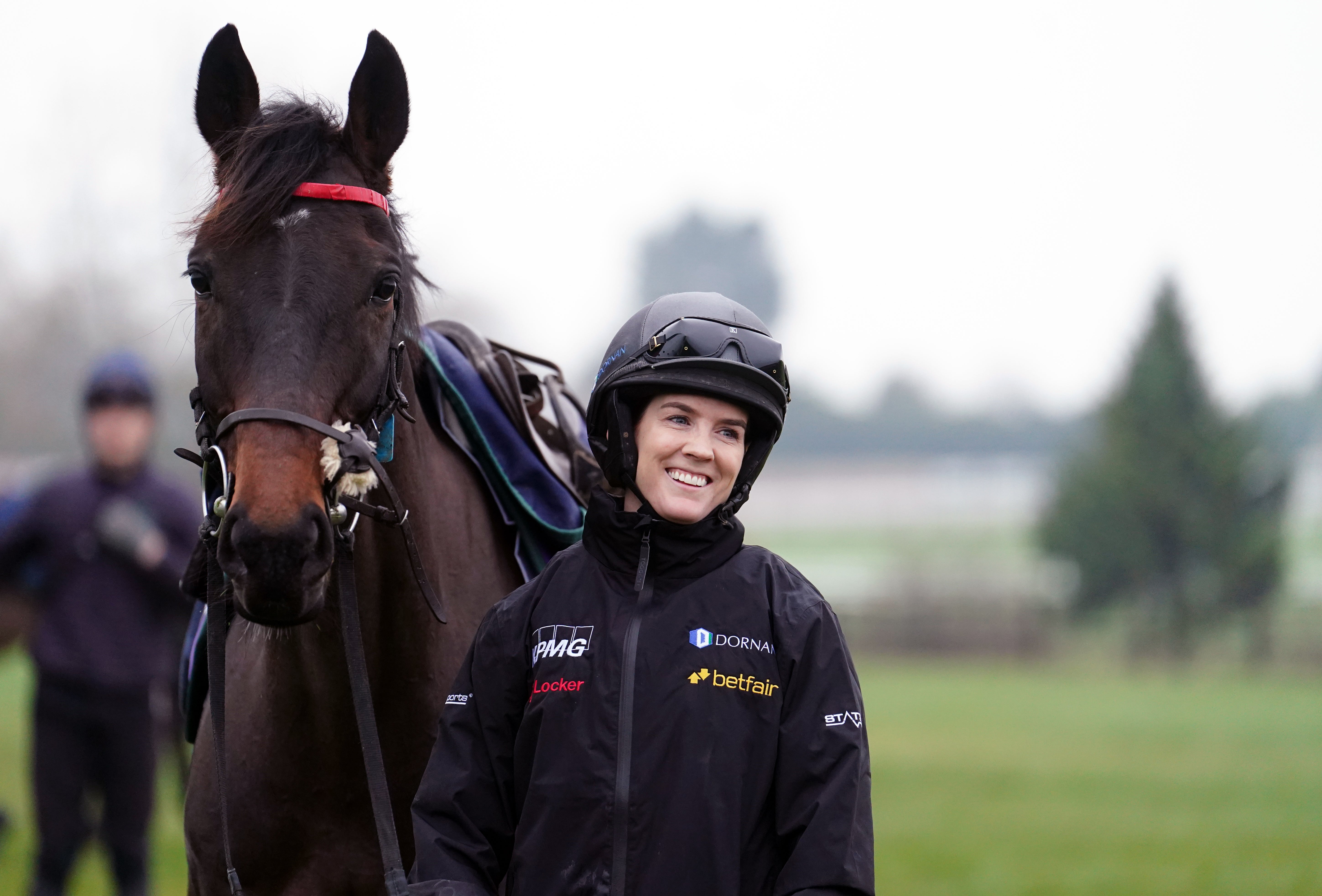 Rachael Blackmore with Slade Steel on the gallops ahead of the Cheltenham Festival