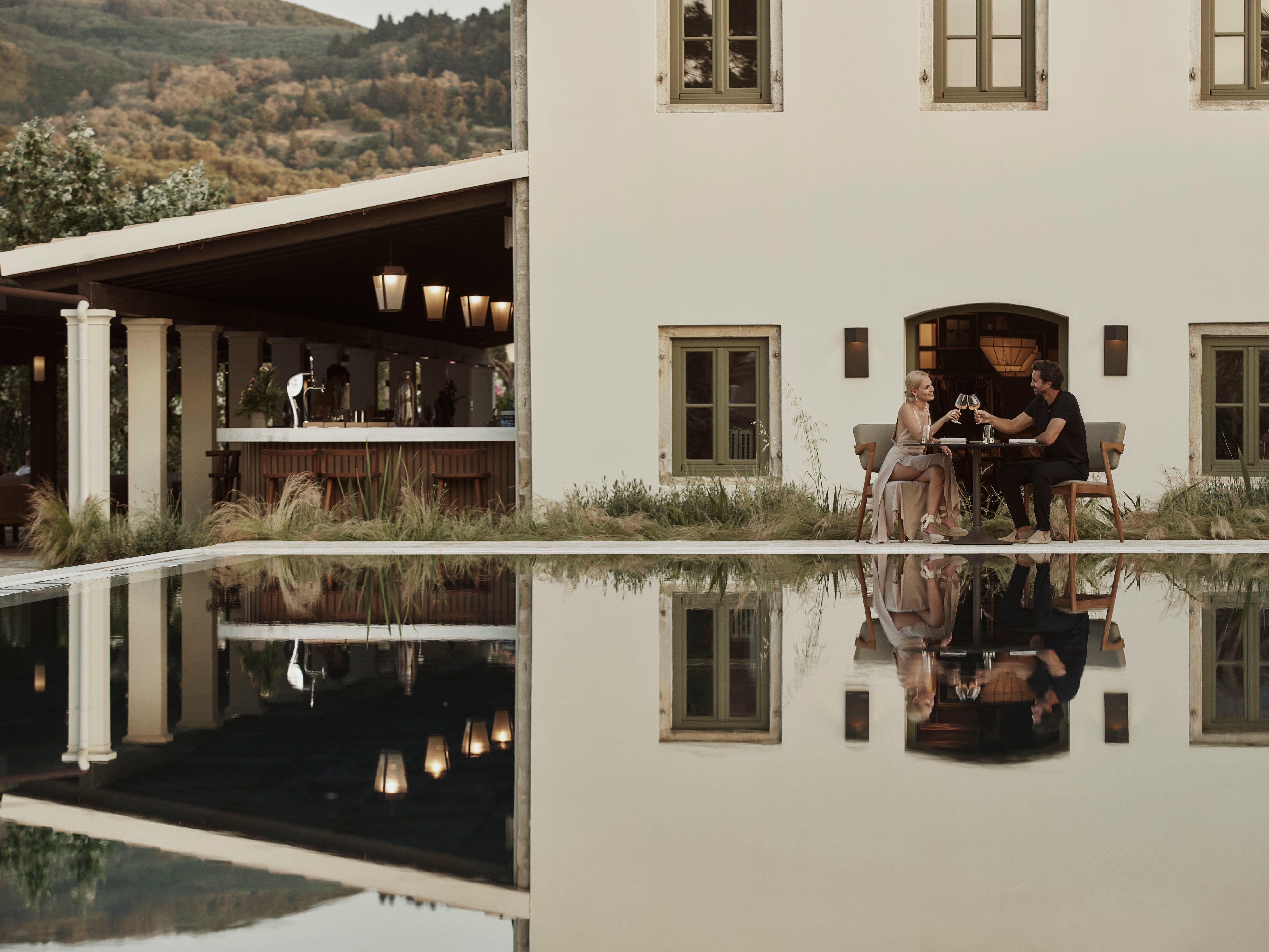 The main pool at the Olivar Suites is surrounded by beautiful gardens