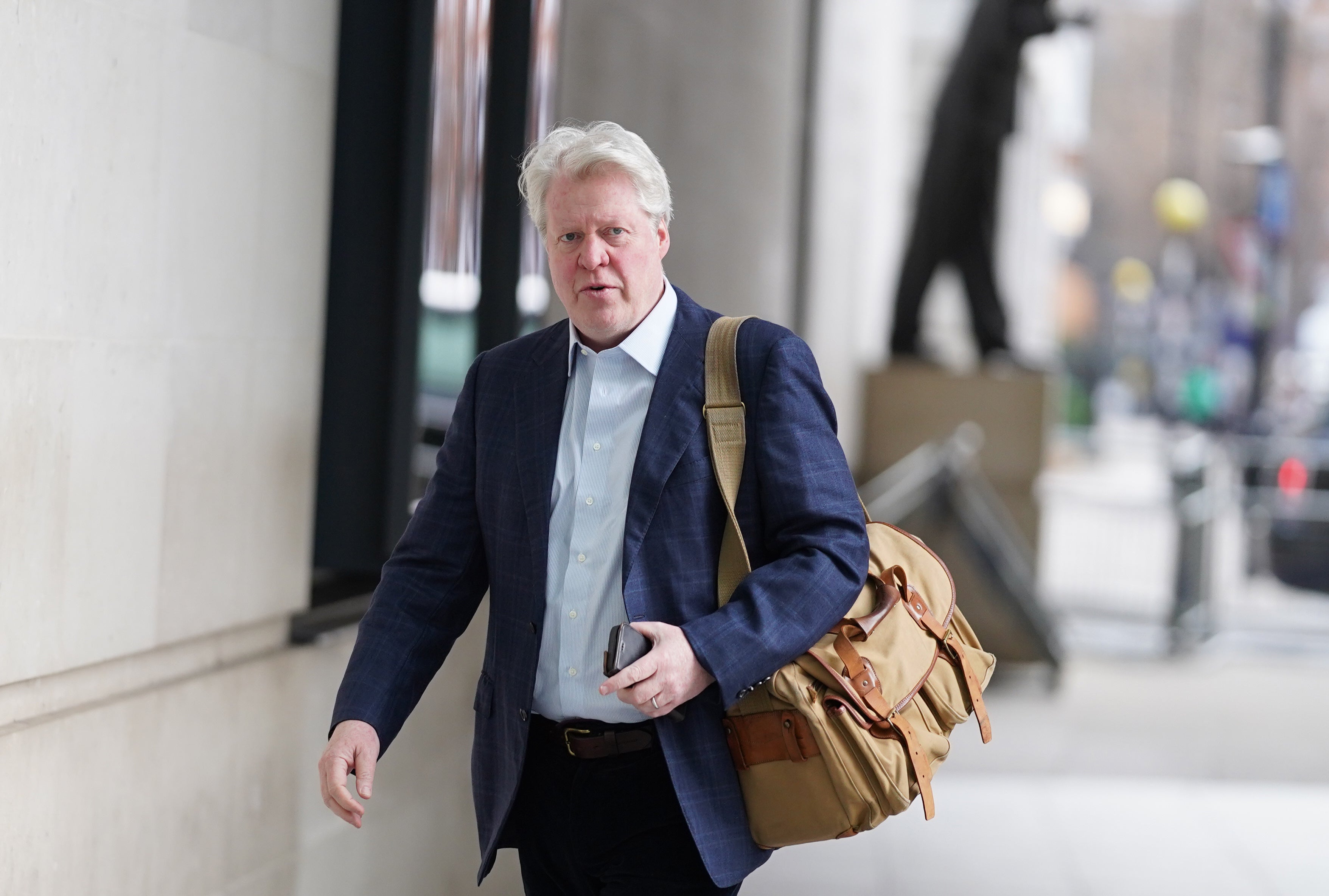 Spencer arriving at BBC Broadcasting House in London