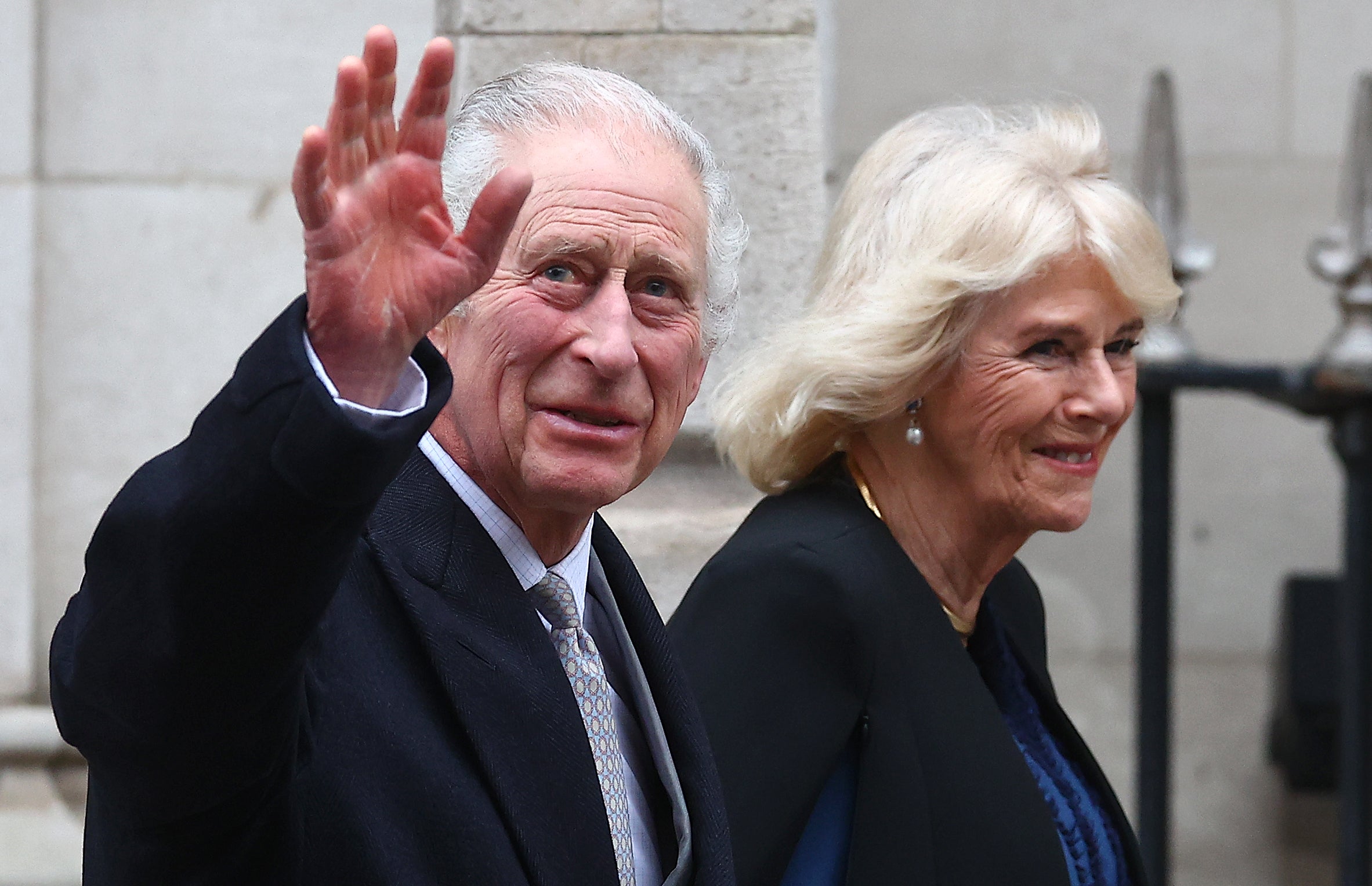 King Charles III and Queen Camilla are seen leaving The London Clinic on January 29, 2024