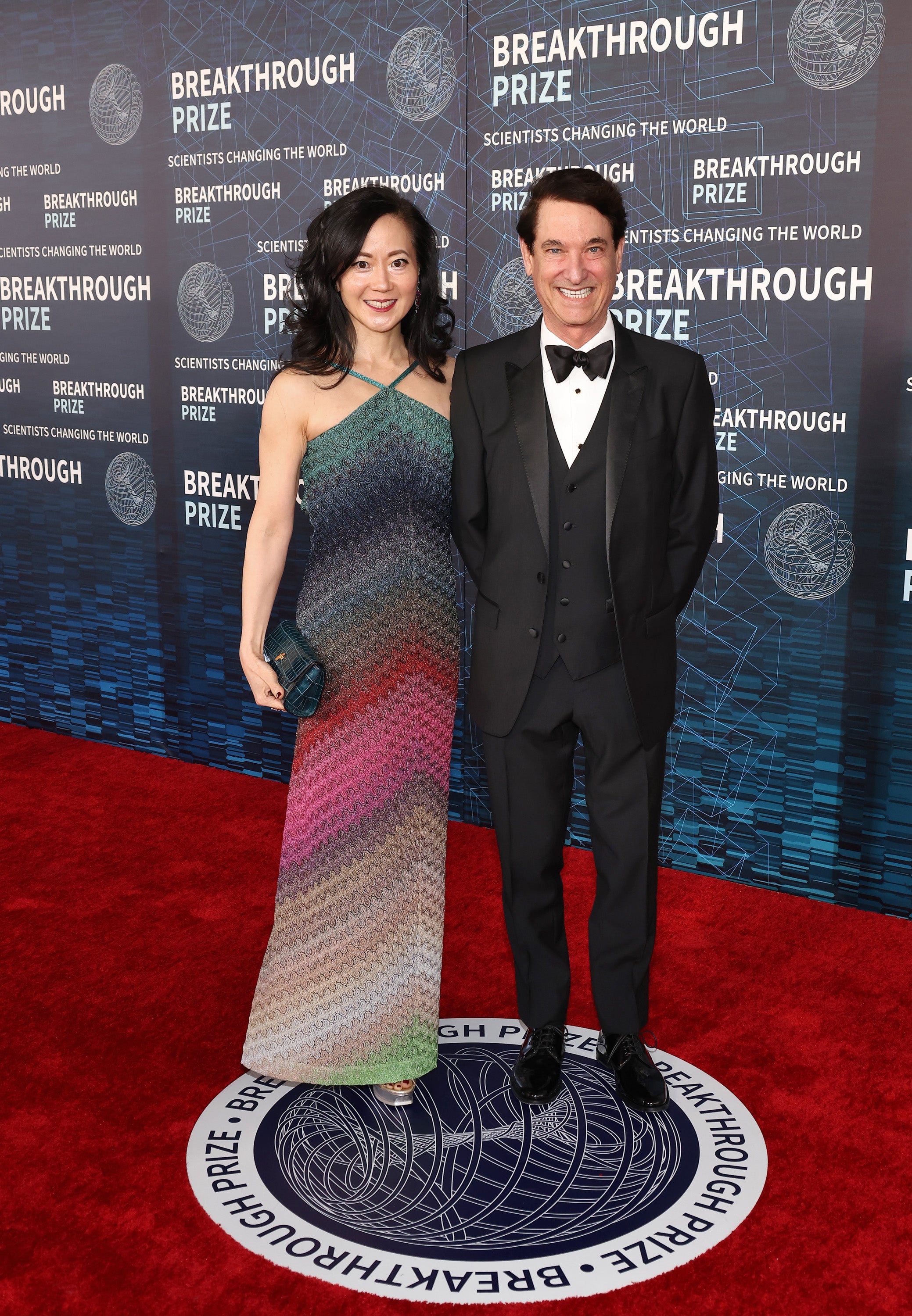 Angela Chao and Jim Breyer arrive at the Ninth Breakthrough Prize Ceremony at Academy Museum of Motion Pictures on April 15, 2023 in Los Angeles, California