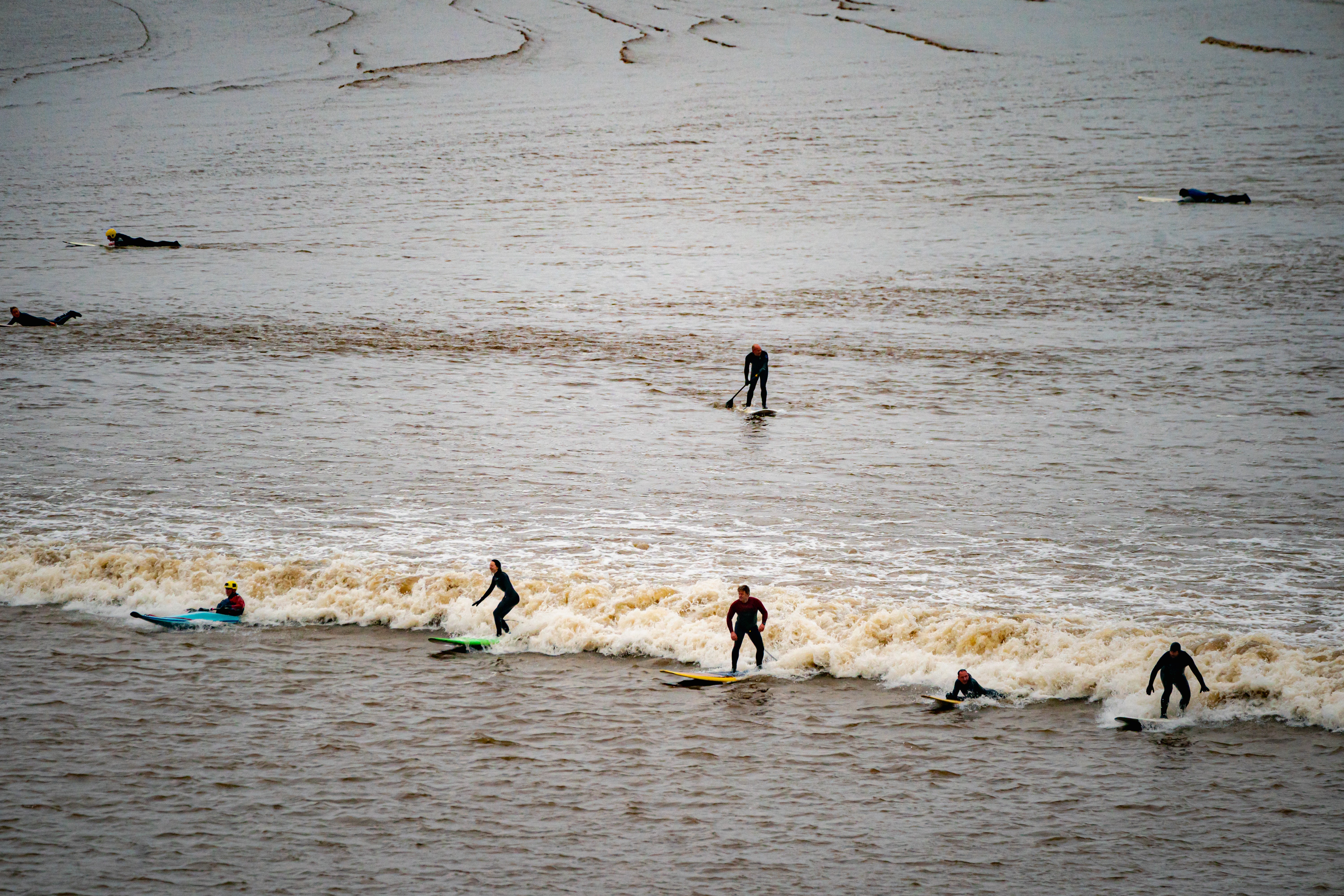 Surfers ride the first ‘five-star’ bore of 2024 at Newnham, Gloucestershire