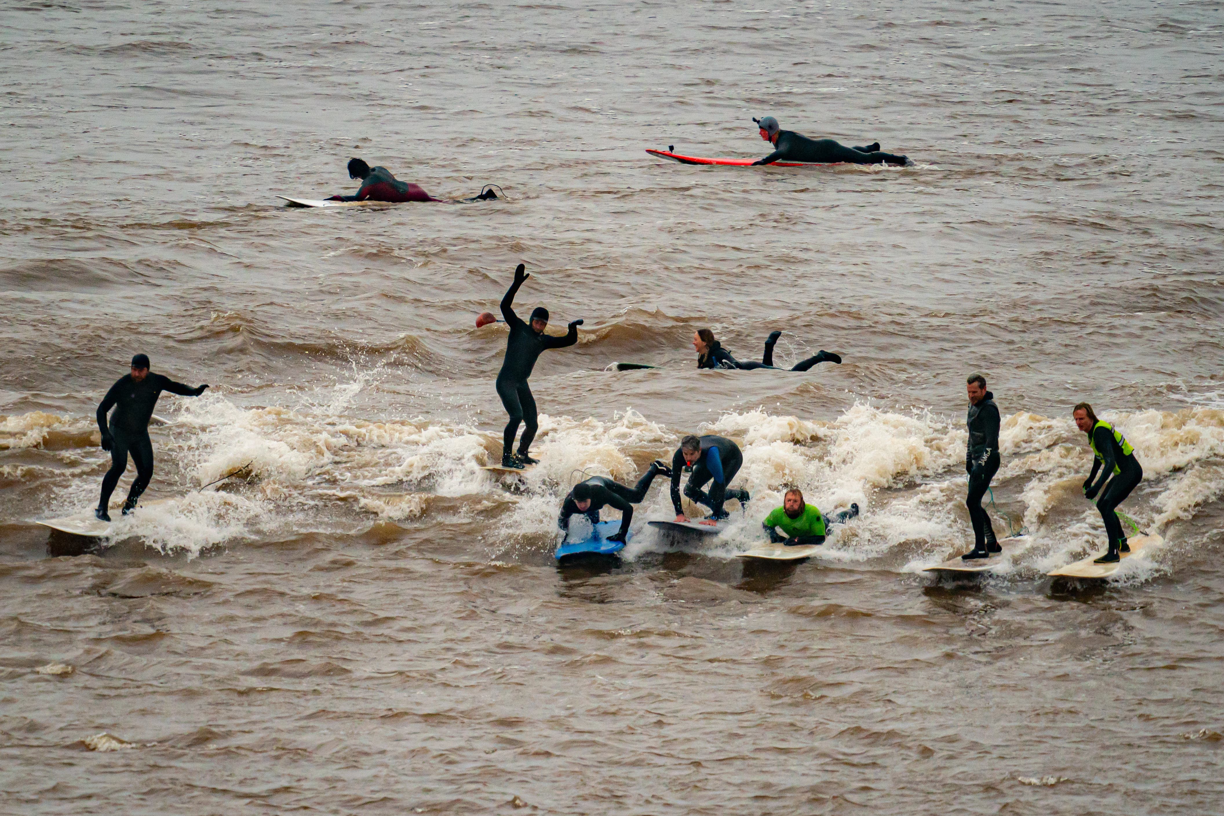 The tidal wave was visible as it surged up between Newnham-on-Severn and Over in Gloucestershire (Ben Birchall/PA)