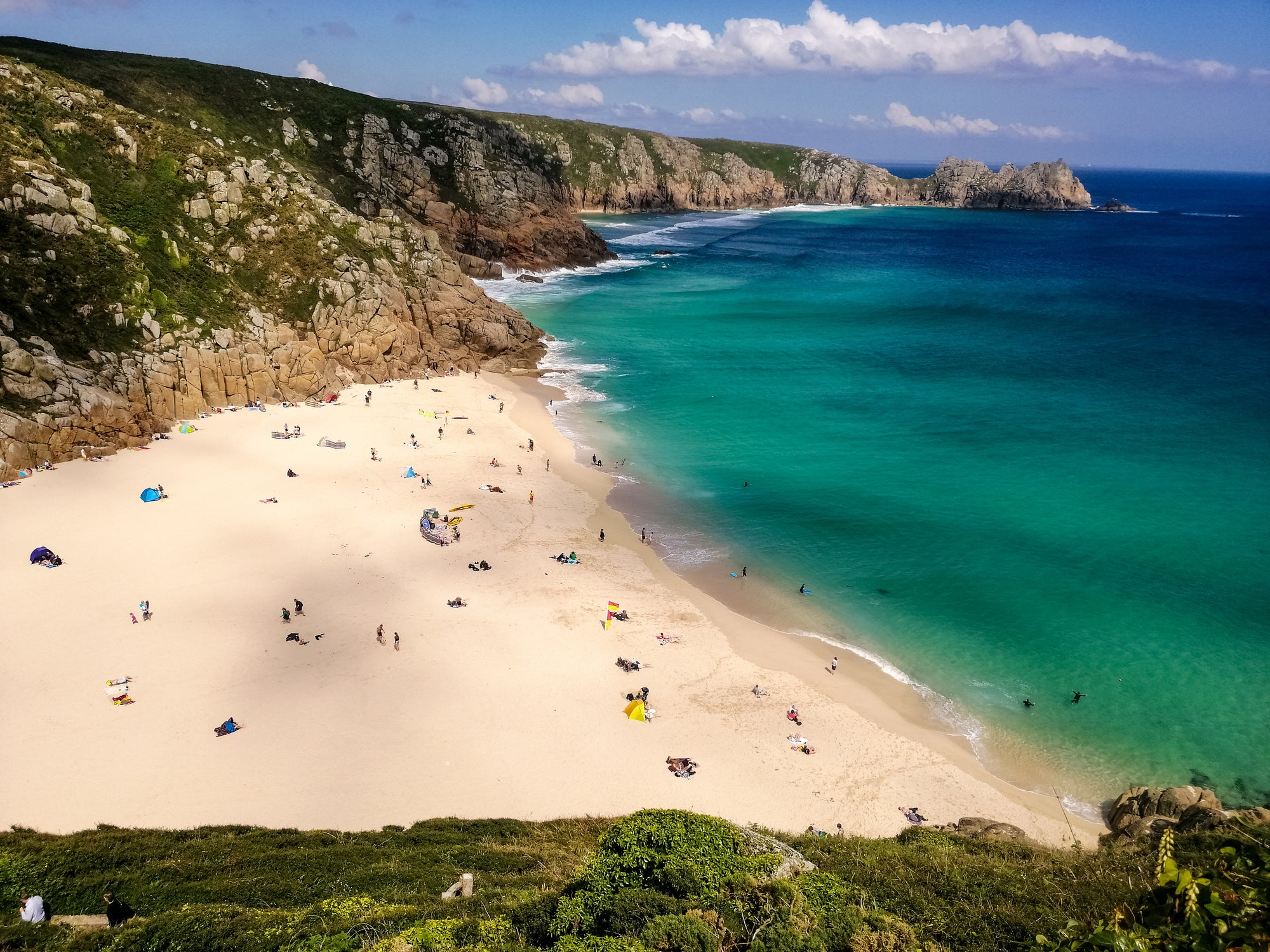 Pop a parasol on Porthcurno’s white sands