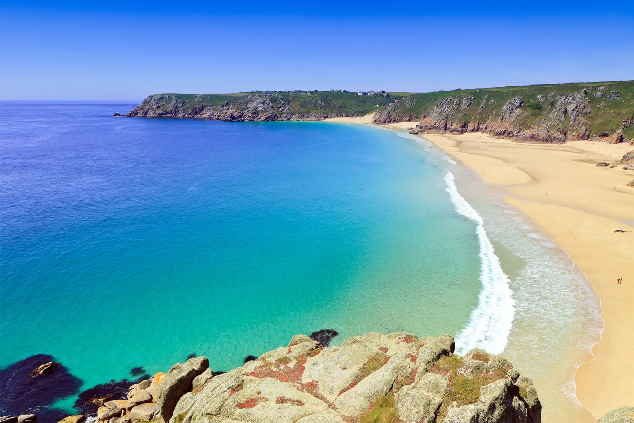 Pop a parasol on Porthcurno’s white sands