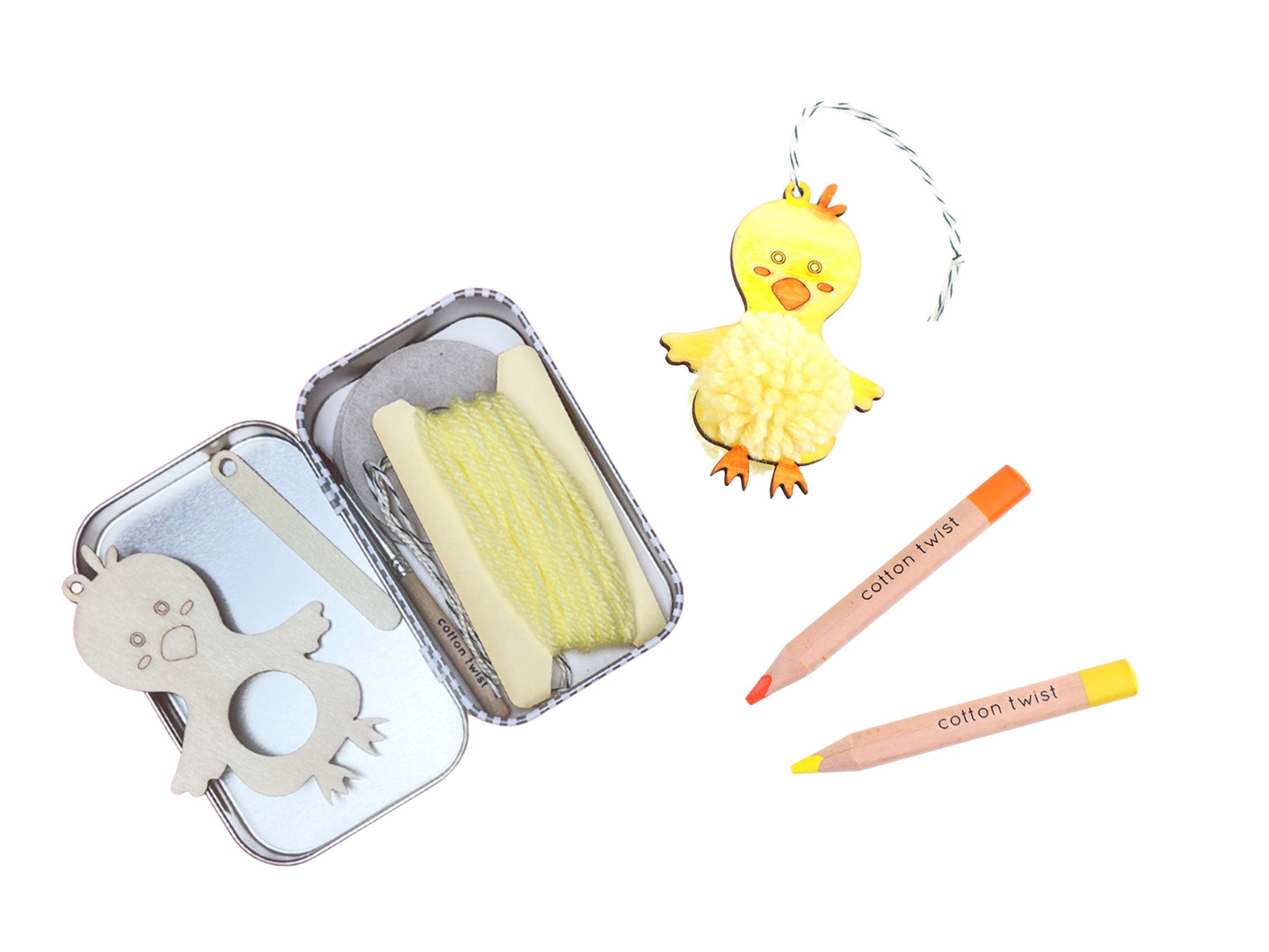 Cotton Twist make your own pom pom chick gift tin