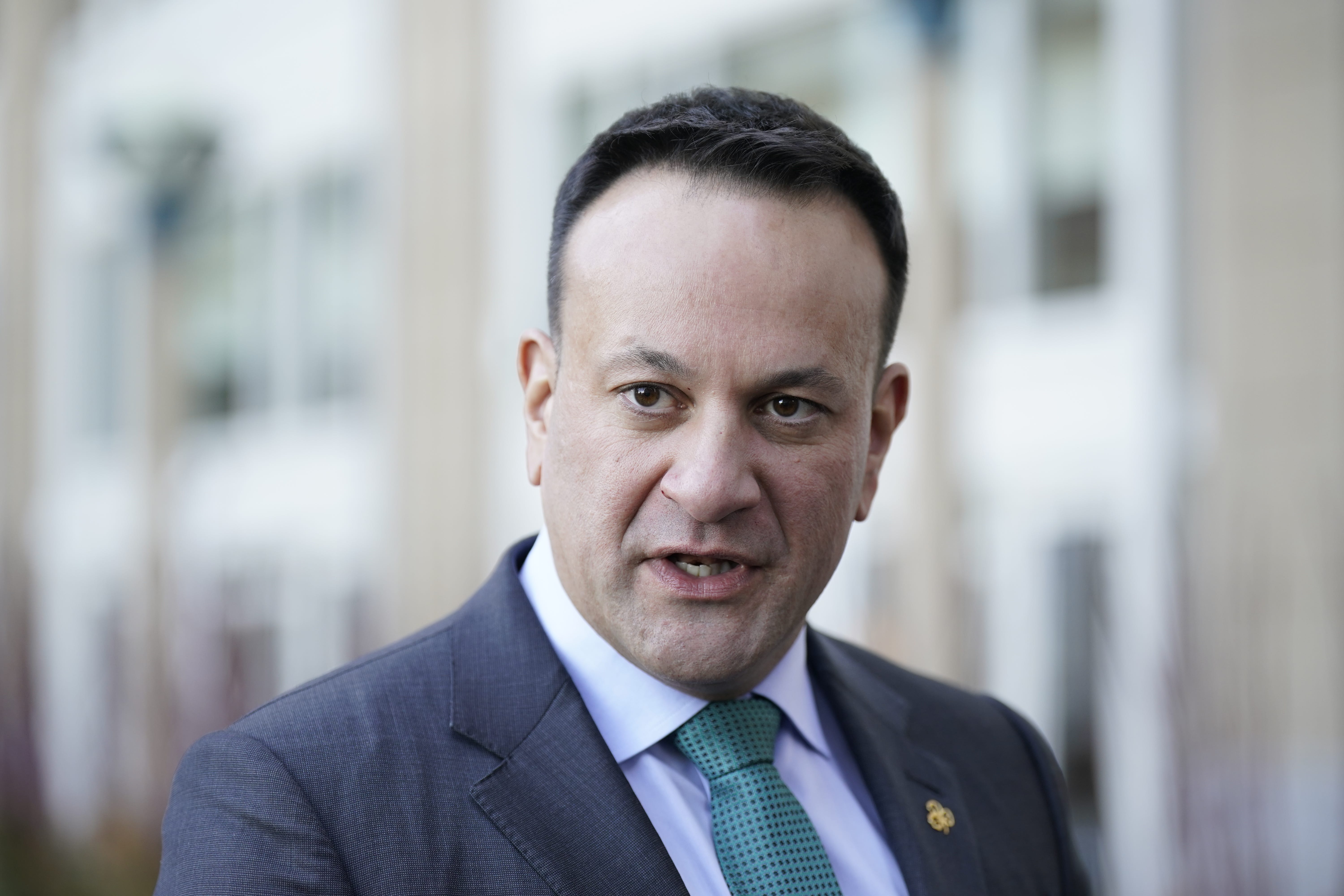 Taoiseach Leo Varadkar speaks to the media outside the Boston Harbour Hotel in Boston, Massachusetts, US, during the Taoiseach’s visit to the US for St Patrick’s Day. Picture date: Tuesday March 12, 2024.