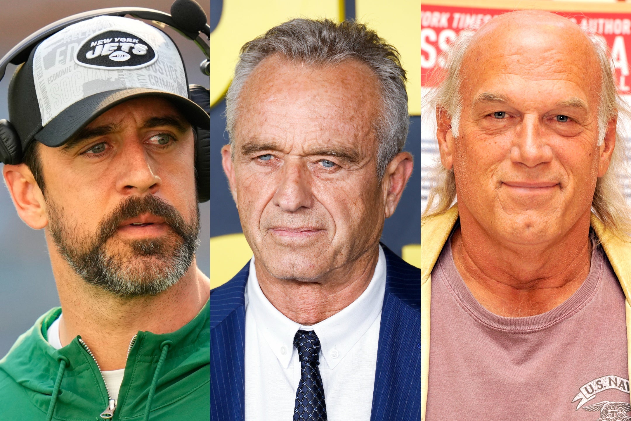 Aaron Rodgers, Robert F Kennedy Jr, and Jesse Ventura