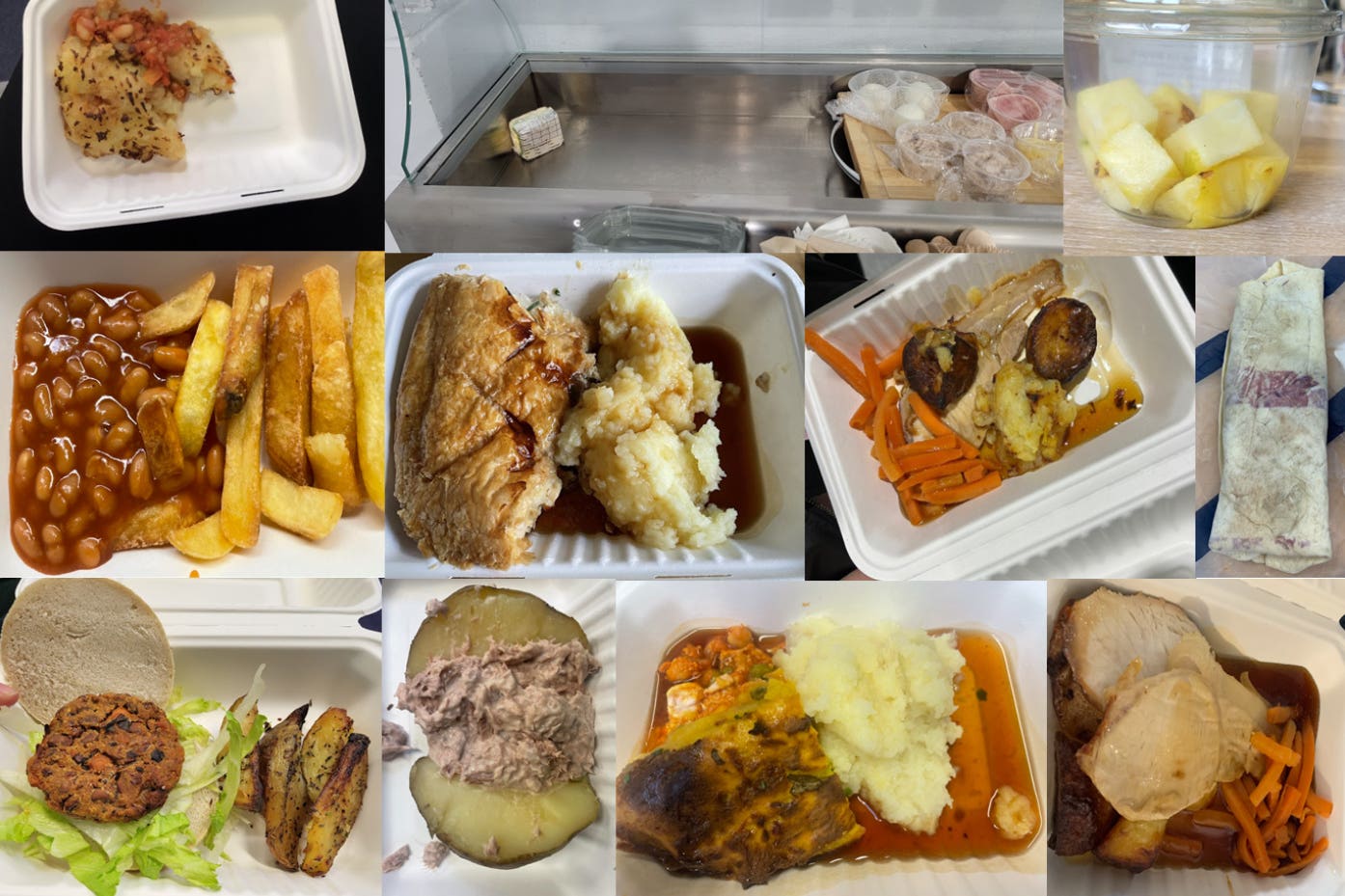 Composite photo of meals served to pupils, as a head teacher has apologised for the ‘completely unacceptable’ food provided at his school (Redbridge Community School/PA)