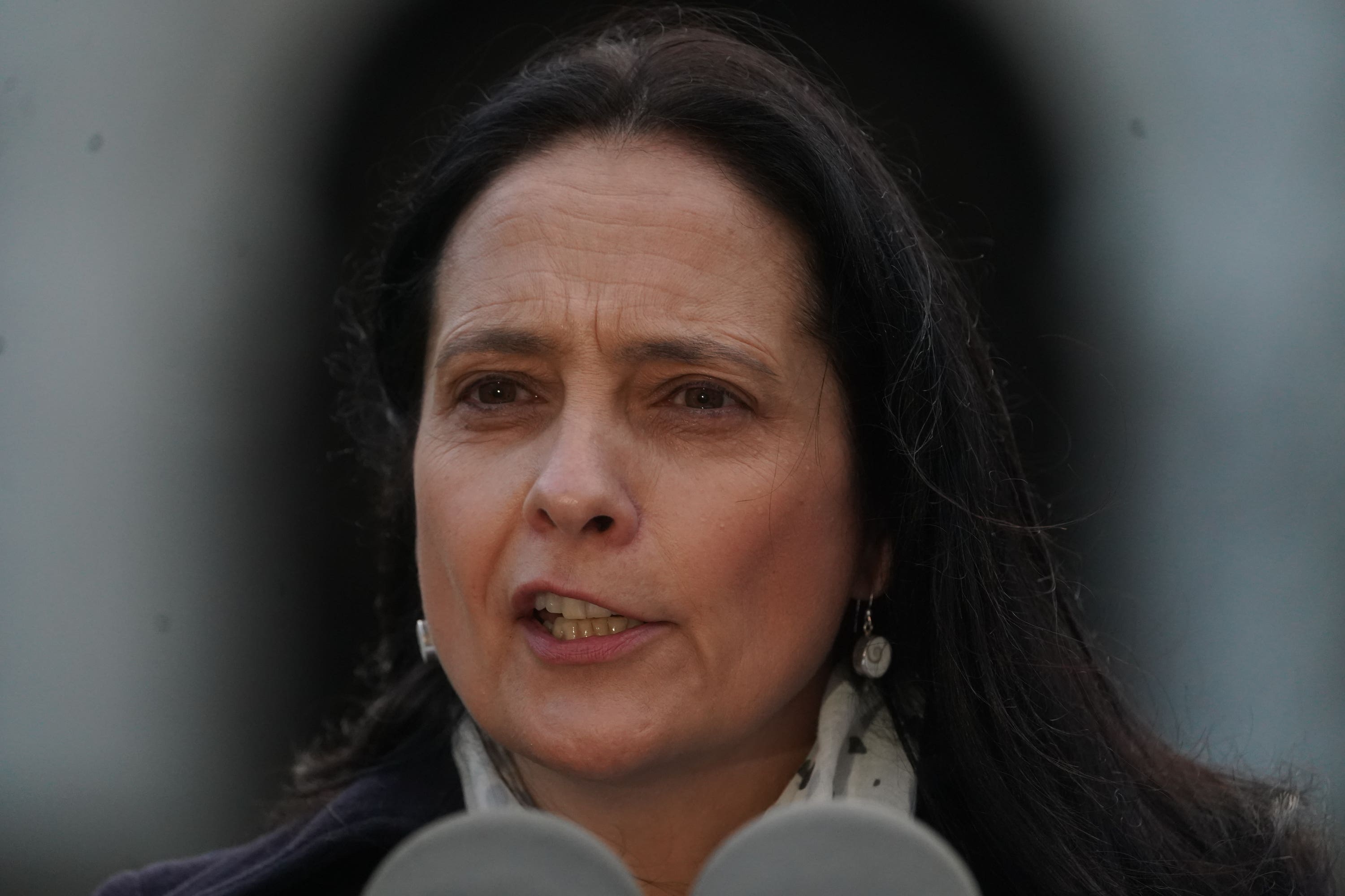 Media Minister Catherine Martin speaks during a press conference at the Government Buildings in Dublin. Cabinet ministers have backed their colleague Catherine Martin despite calls for her to step down, with the Labour Party describing her position as Media Minister “untenable”. Picture date: Friday February 23, 2024.