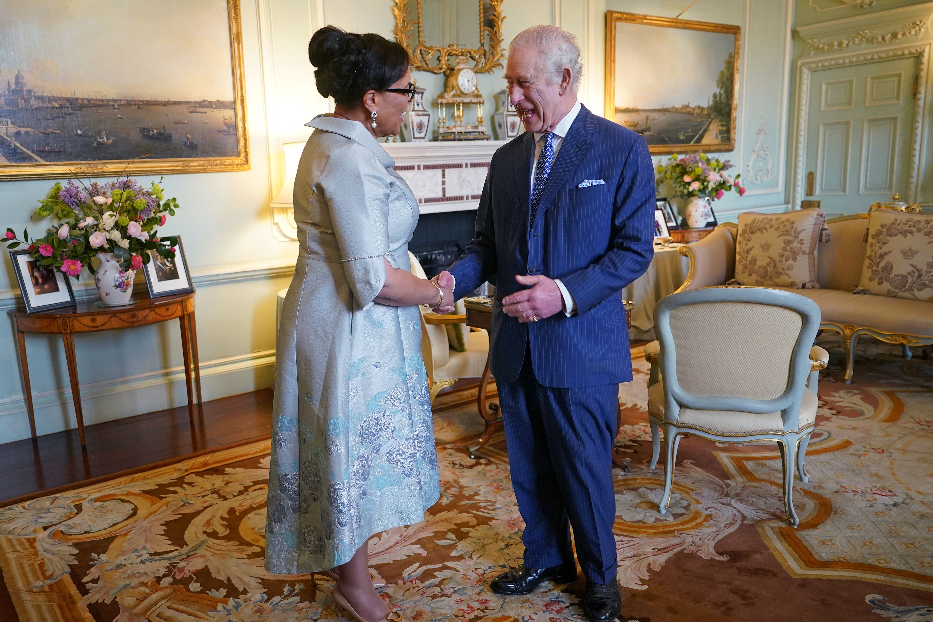 The King during an audience with Commonwealth Secretary General, Baroness Scotland at Buckingham Palace (Yui Mok/PA)