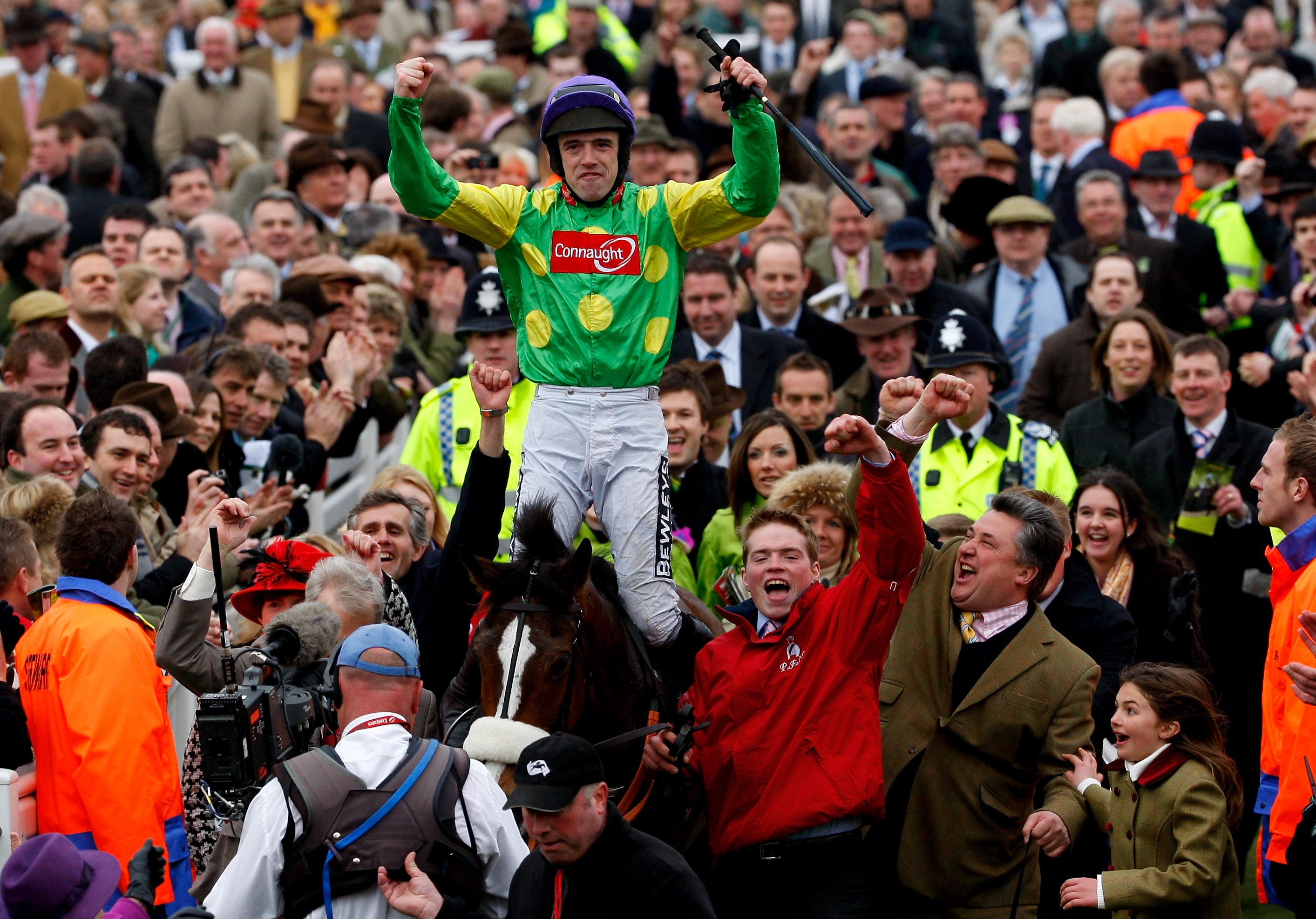 Walsh and Kauto Star soaking up the Festival atmosphere after their second win