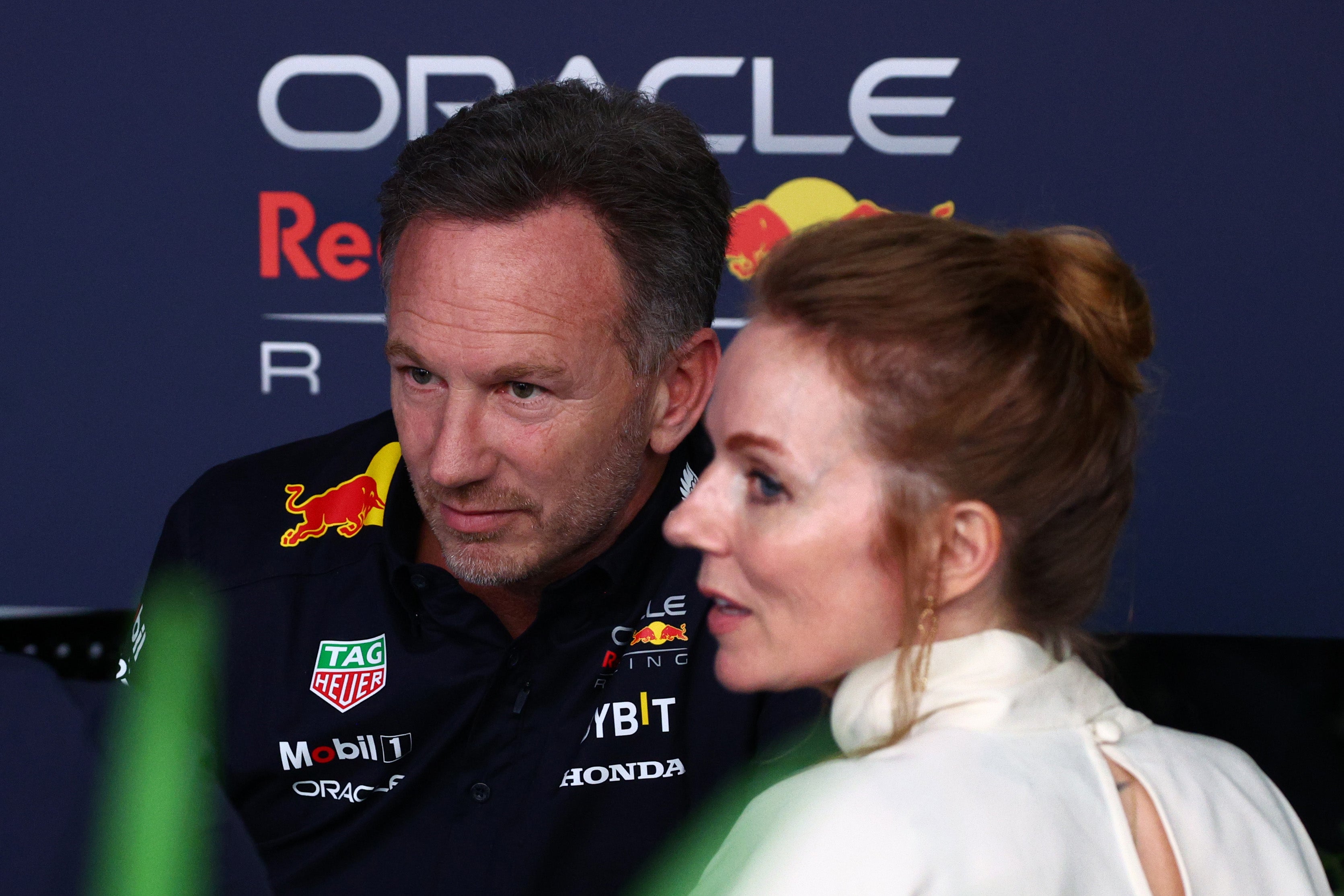 Christian Horner (pictured with wife Geri Halliwell) was cleared of ‘inappropriate behaviour’ after a Red Bull investigation