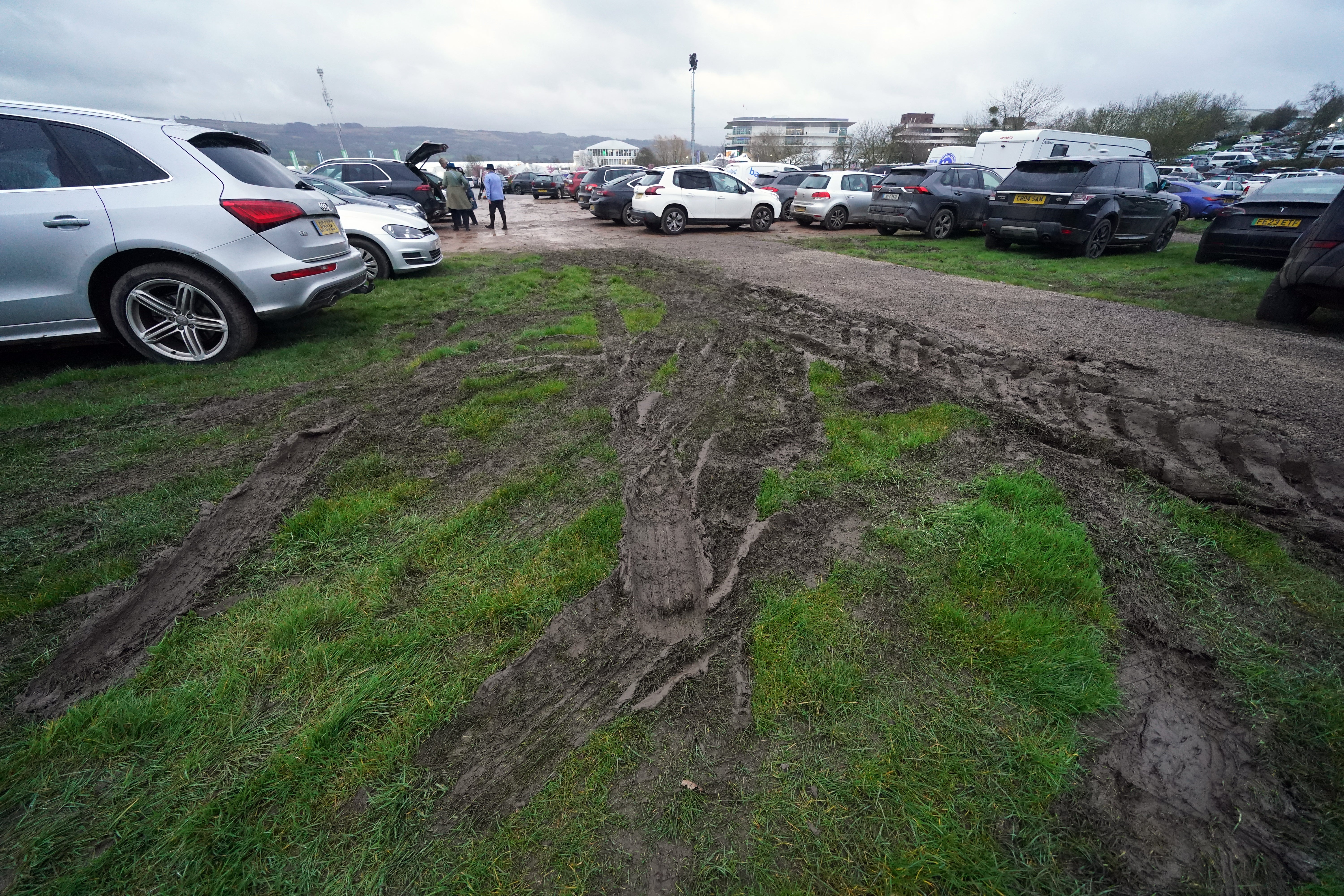 Last year’s mud at the car park at Cheltenham Festival - this year, hard standing has been put down to avoid the issue