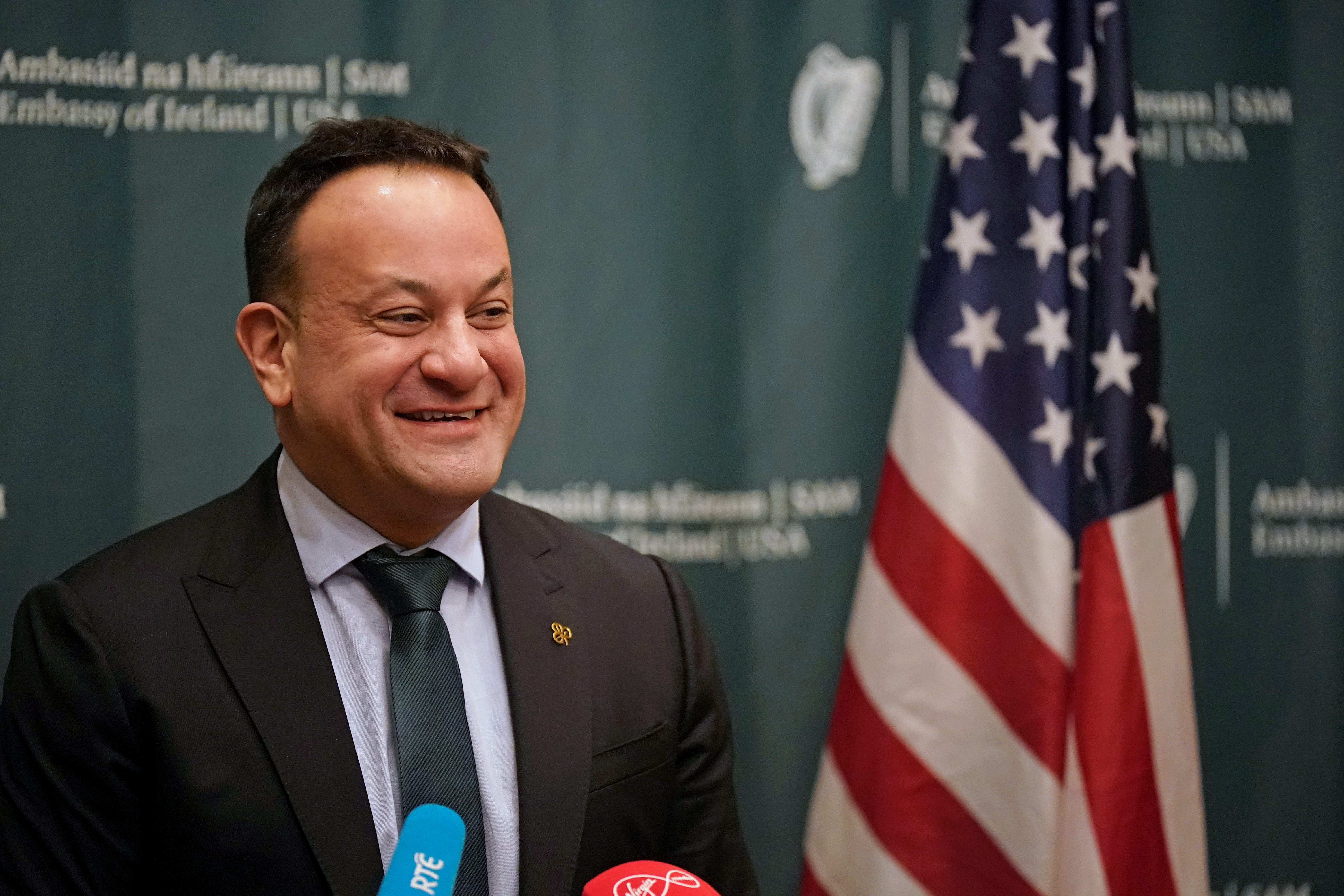 Taoiseach Leo Varadkar speaks to the media in Washington, DC (Niall Carson/PA)