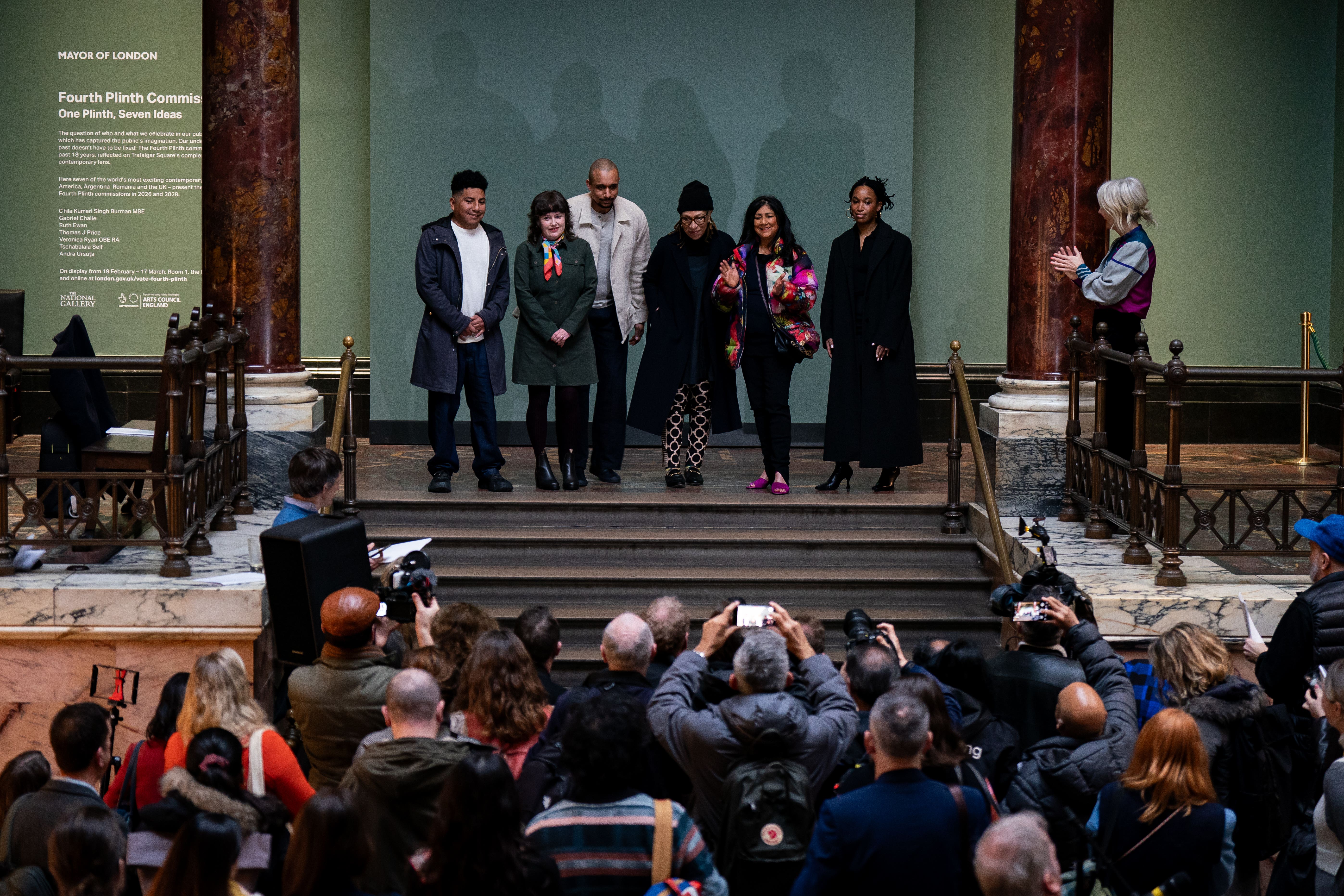 Gabriel Chaile, Ruth Ewan, Thomas J Price, Veronica Ryan, Chila Kumari Singh Burman and Tschabalala Self (Aaron Chown/PA)