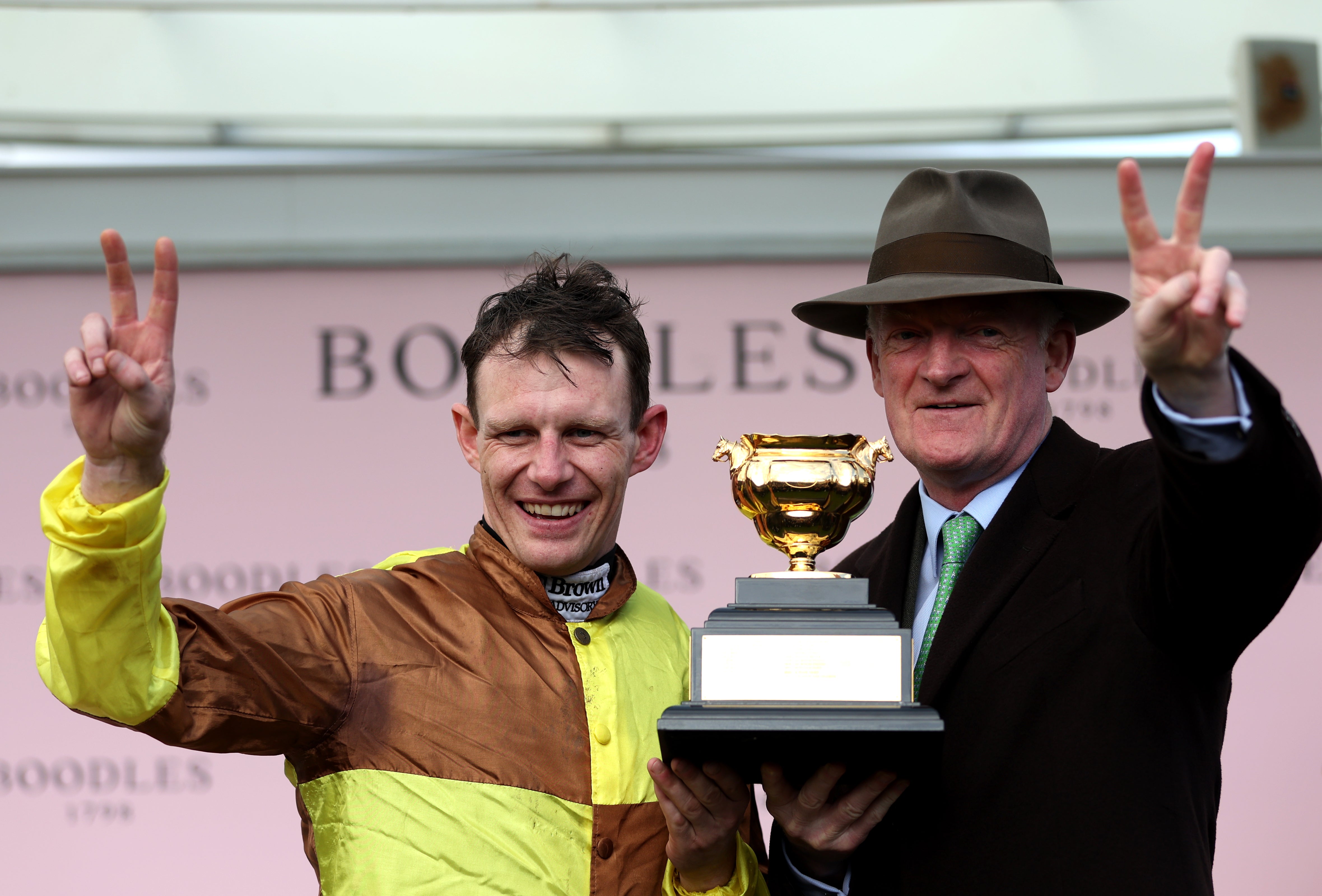 As well as winning the Gold Cup, Willie Mullins, right, and stable jockey Paul Townend were the leading trainer and jockey at the festival