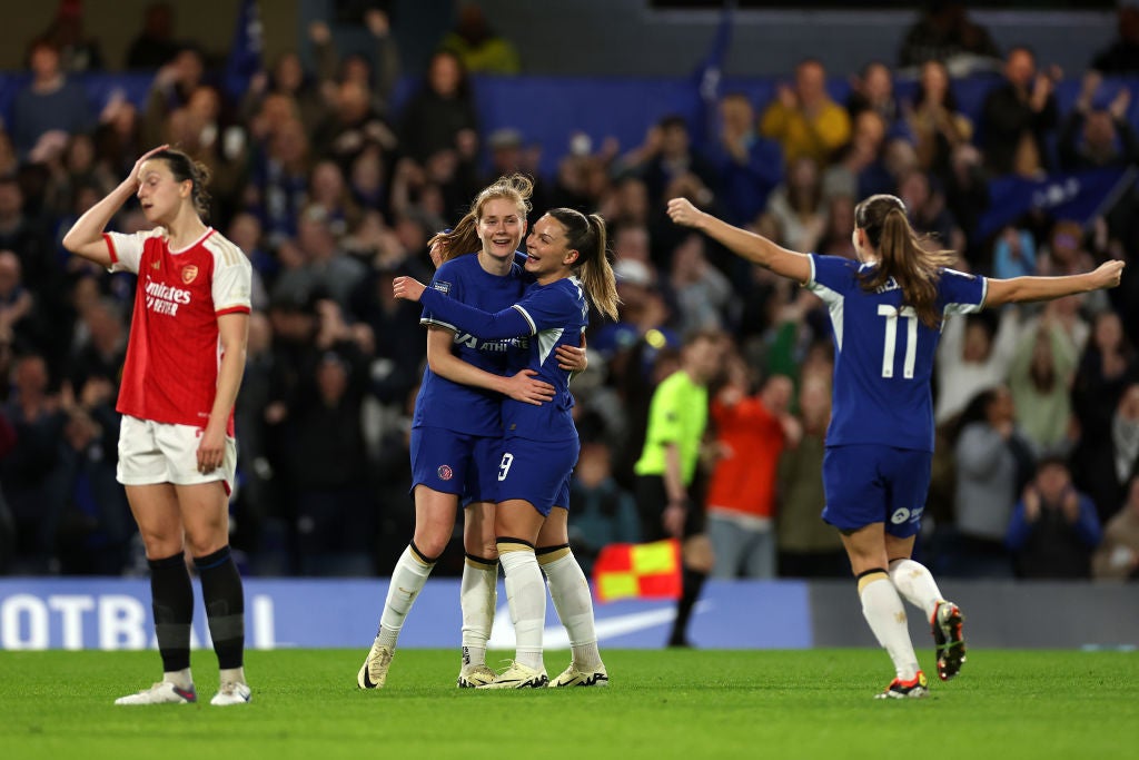 Nusken scored twice as Chelsea won in front of 32,000 at Stamford Bridge