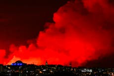 Watch: Huge volcano erupts in Iceland spewing bright orange lava into air
