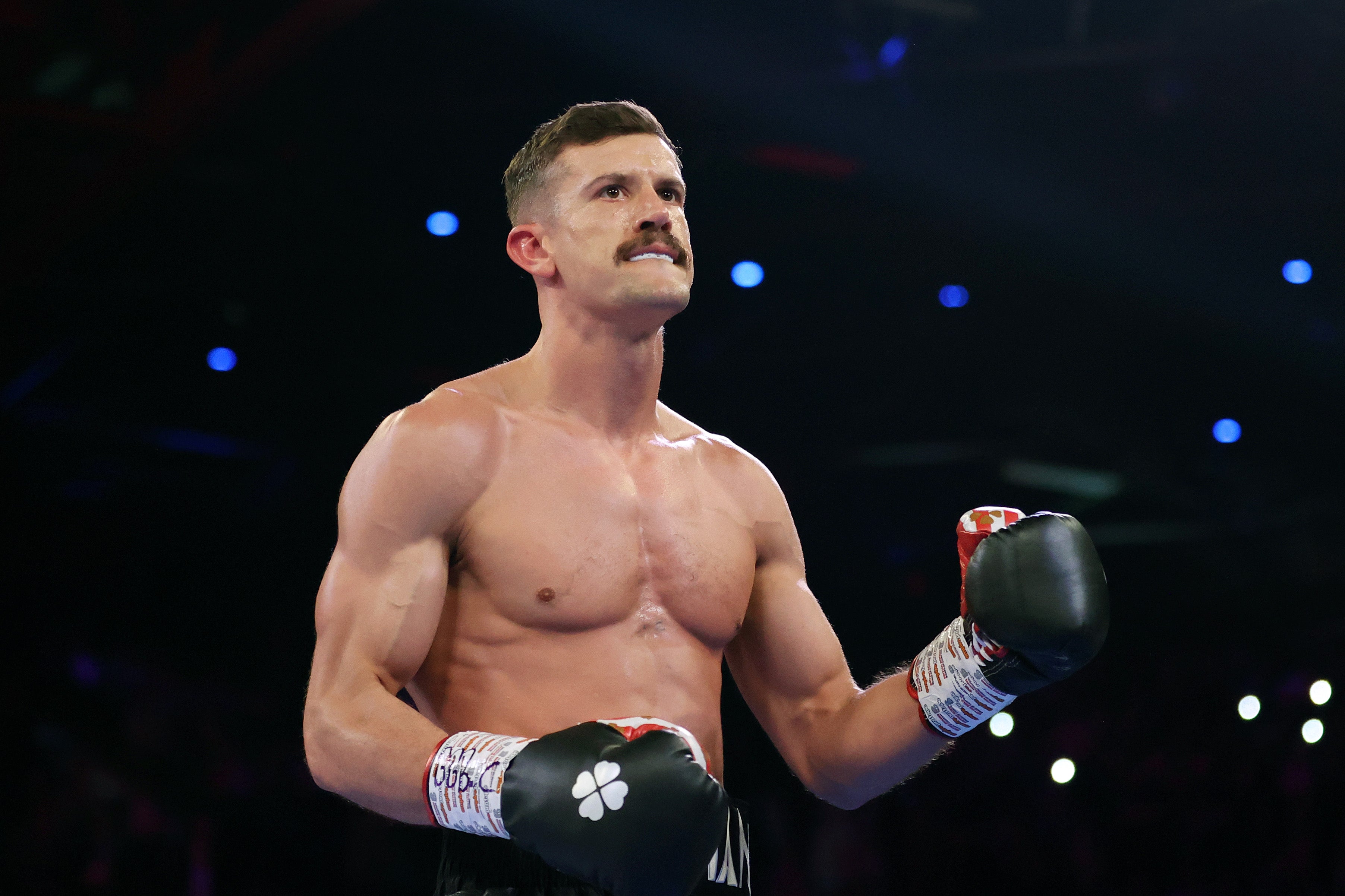 Nathan Heaney arrives in the ring to fight Brad Pauls